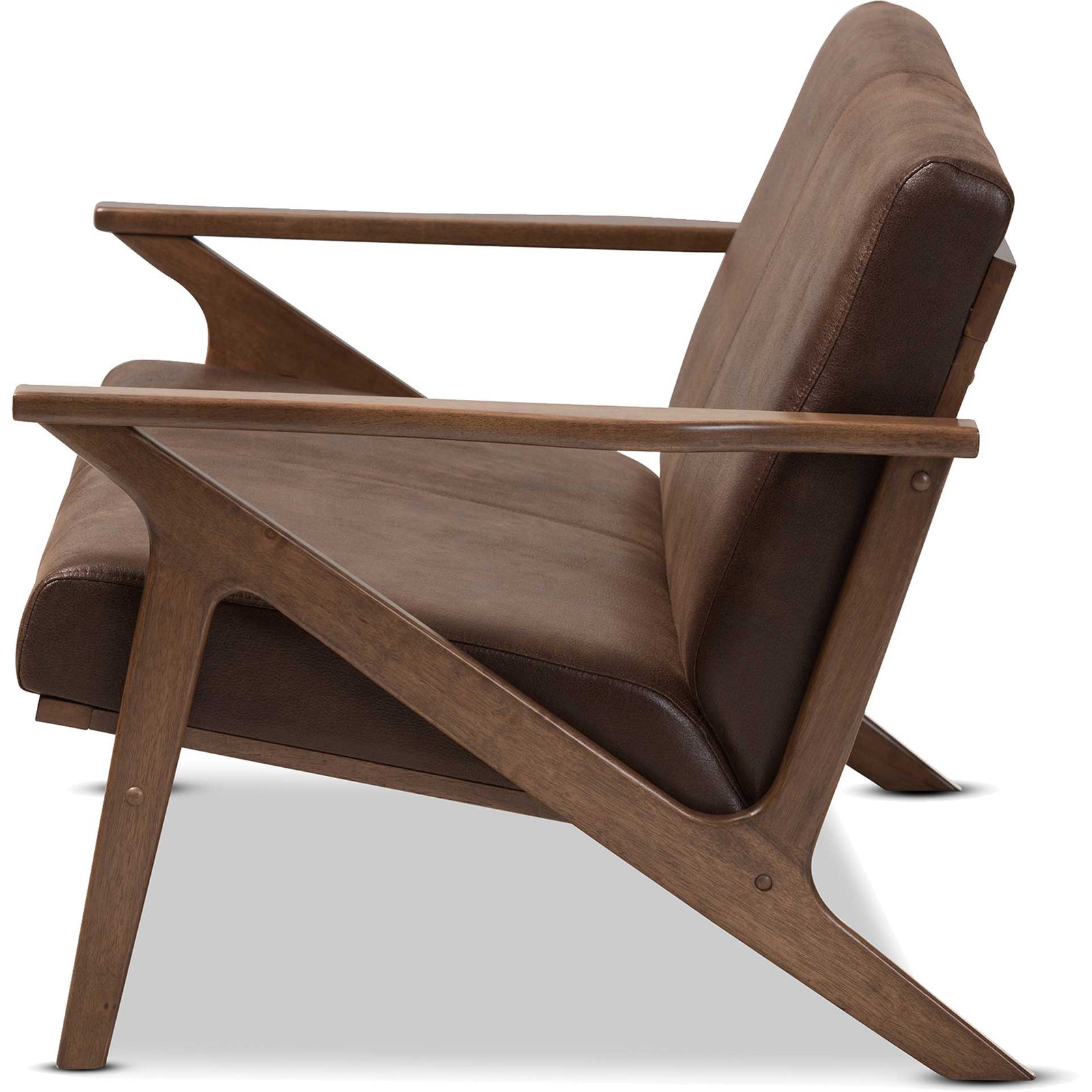 Birdie Distressed Faux Leather Loveseat Dark Brown/Walnut