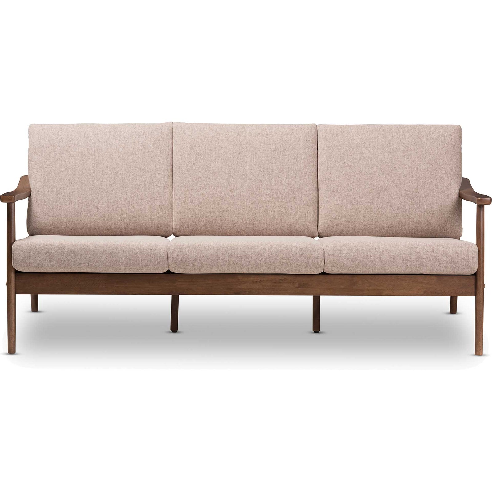 Vega Fabric Upholstered Sofa Light Brown/Walnut