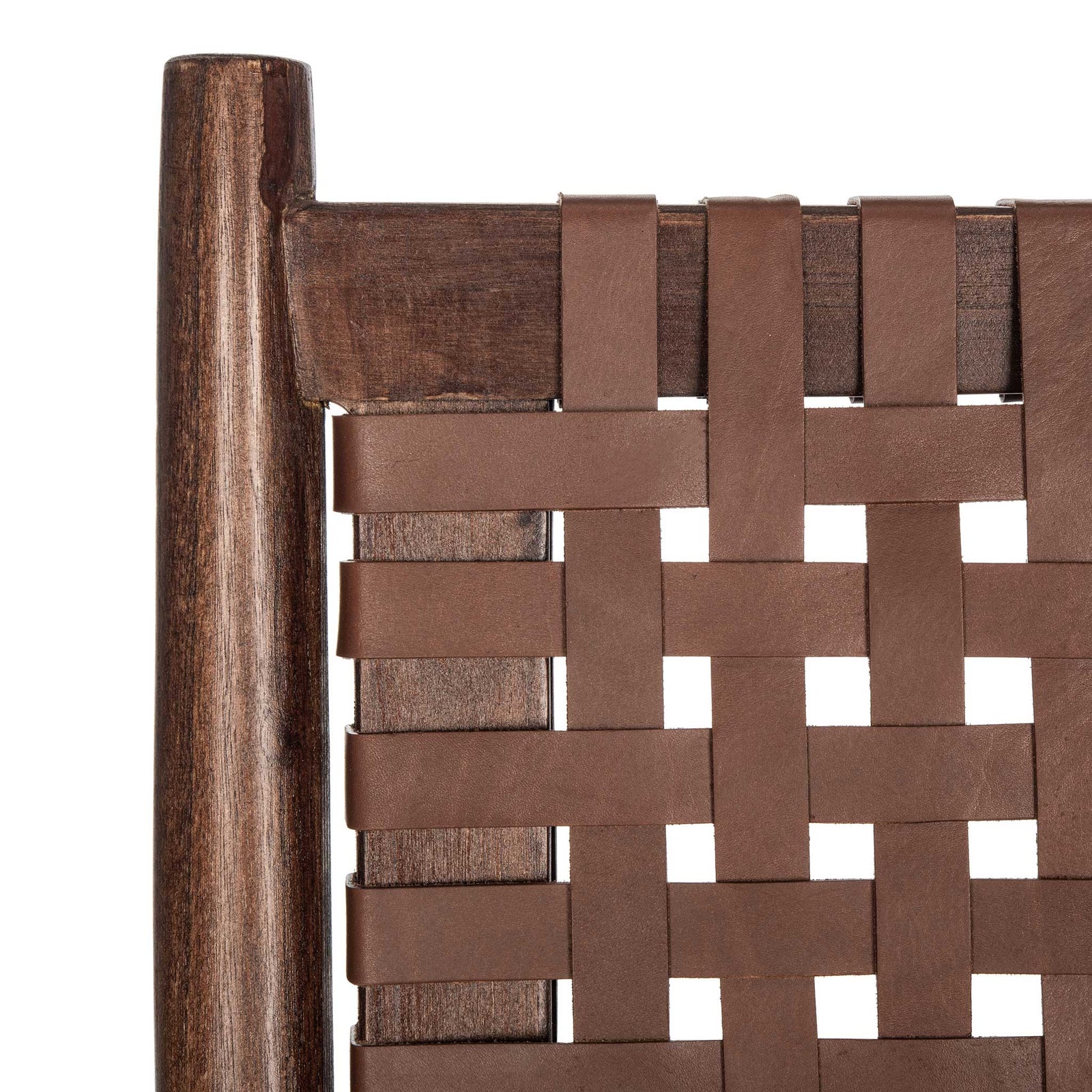 Sophie Leather Woven Accent Chair Cognac/Brown