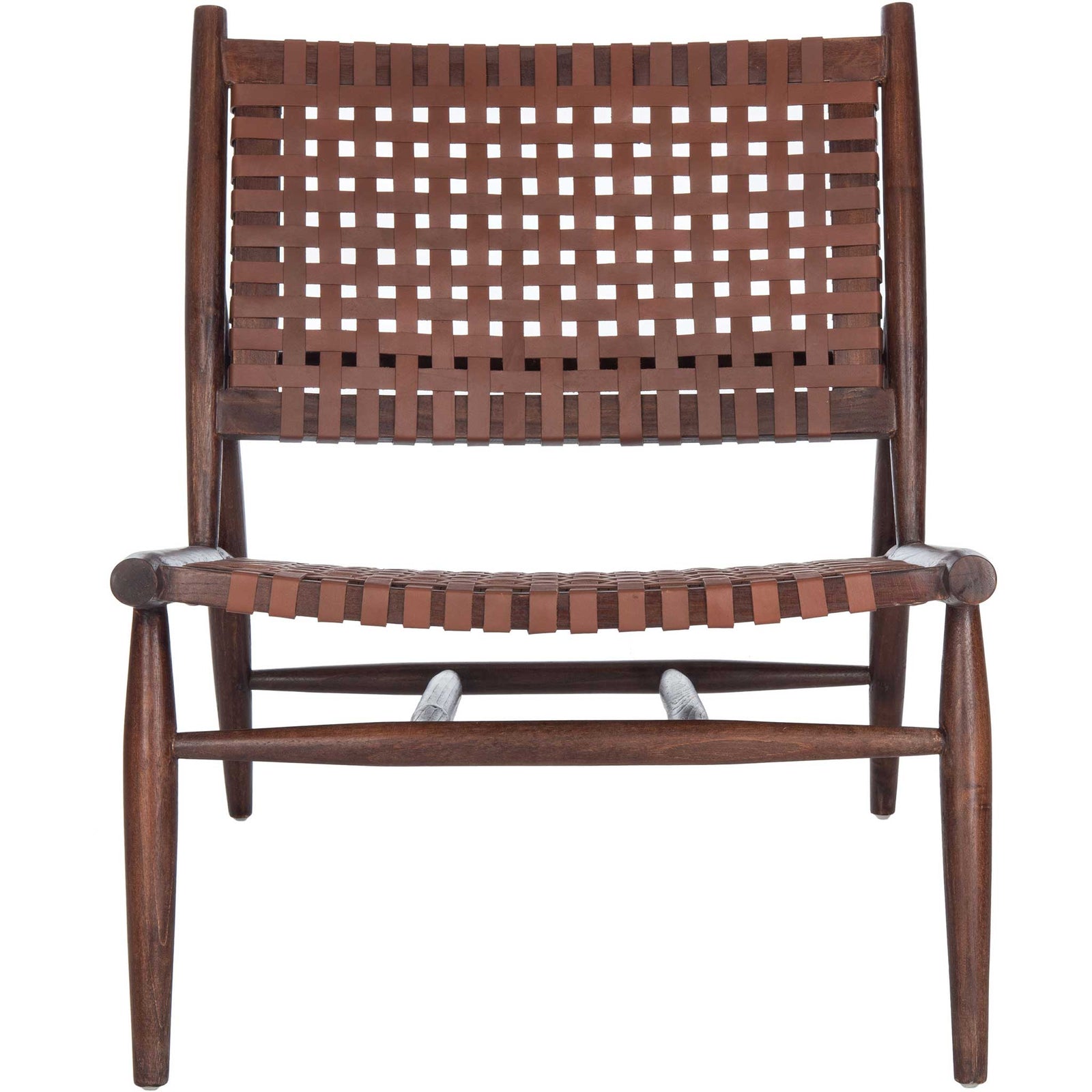 Sophie Leather Woven Accent Chair Cognac/Brown
