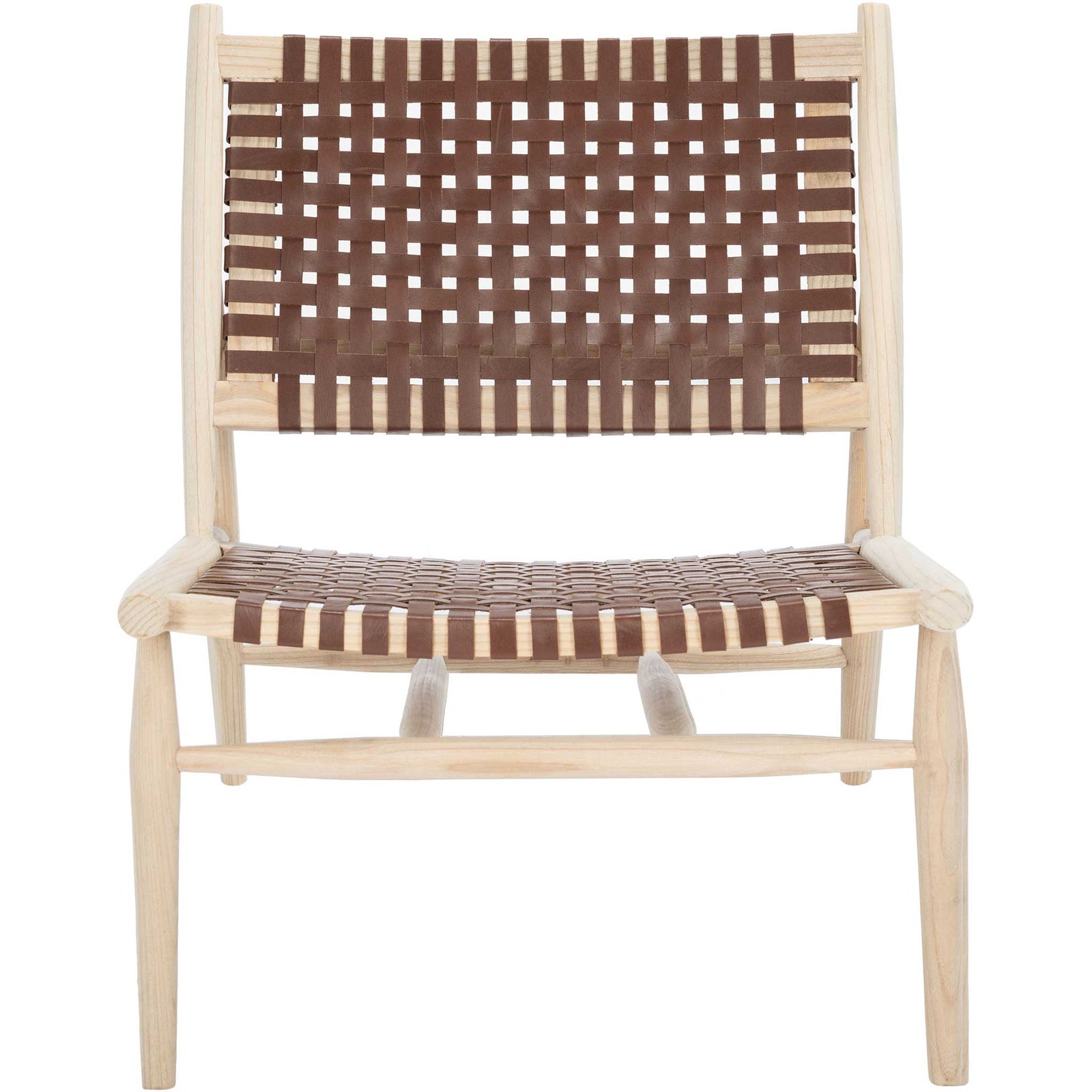 Sophie Leather Woven Accent Chair Cognac/Natural