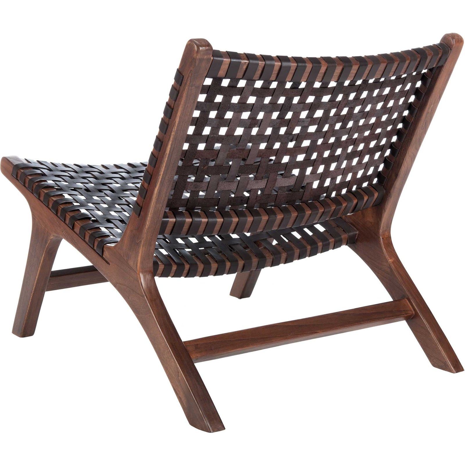 Luke Leather Woven Accent Chair Brown
