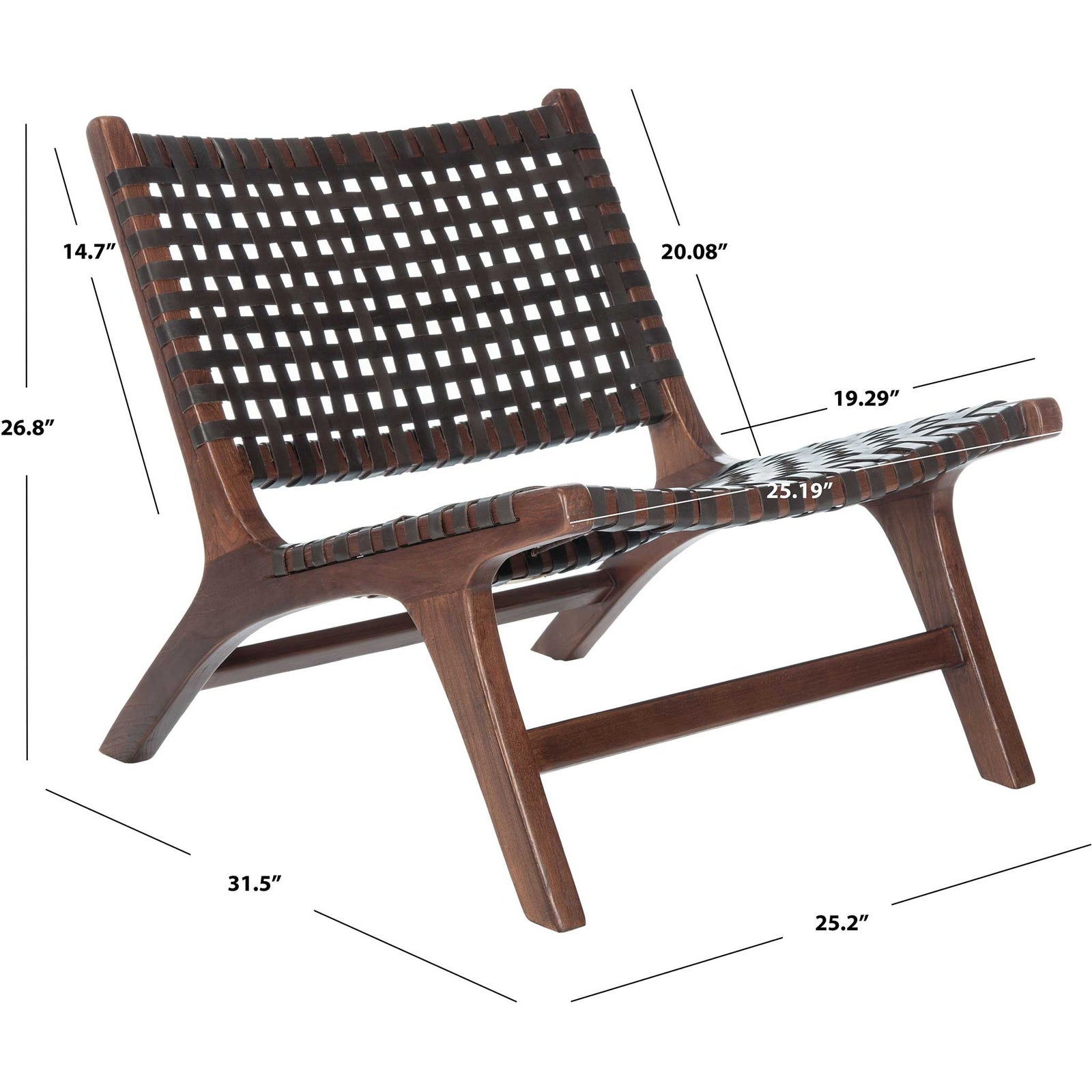 Luke Leather Woven Accent Chair Brown