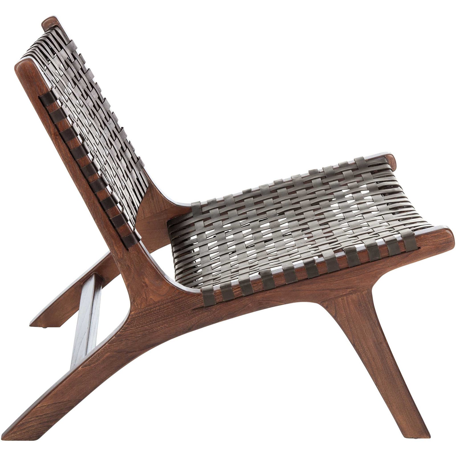 Luke Leather Woven Accent Chair Brown