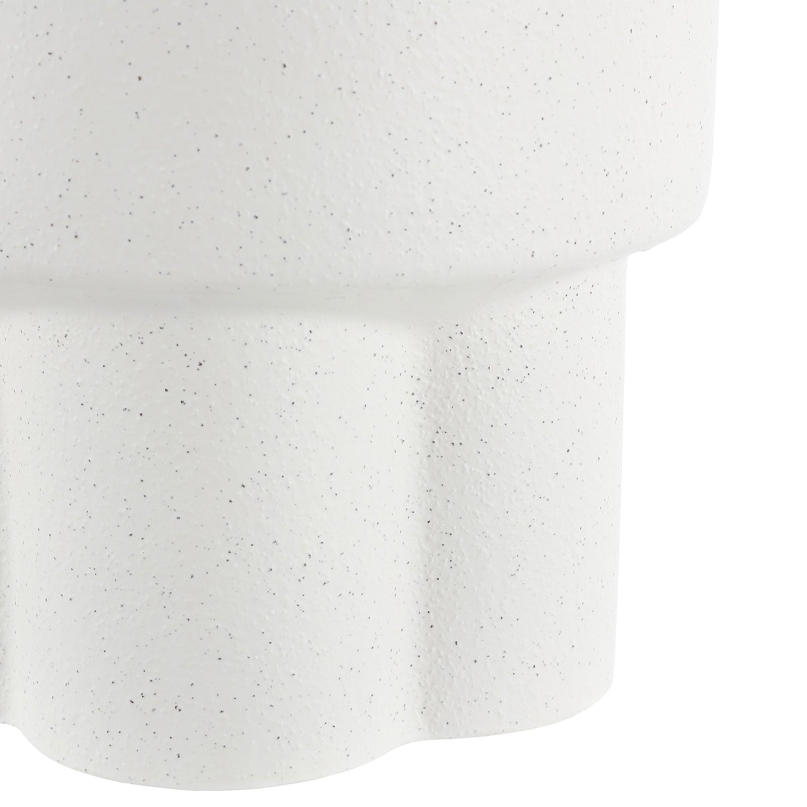 Fluted ceramic pedestal carries the stool's delicate white speckled finish || ACS4593B || leg_studio