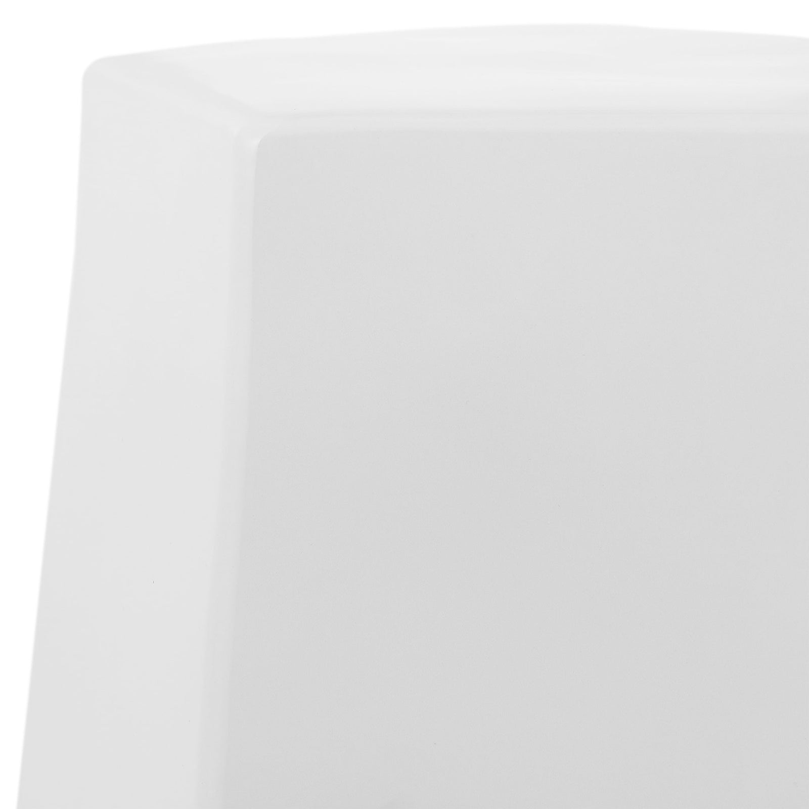 Smooth white ceramic surfaces meet at the stool's gently rounded top edge || ACS4596A || detail_studio