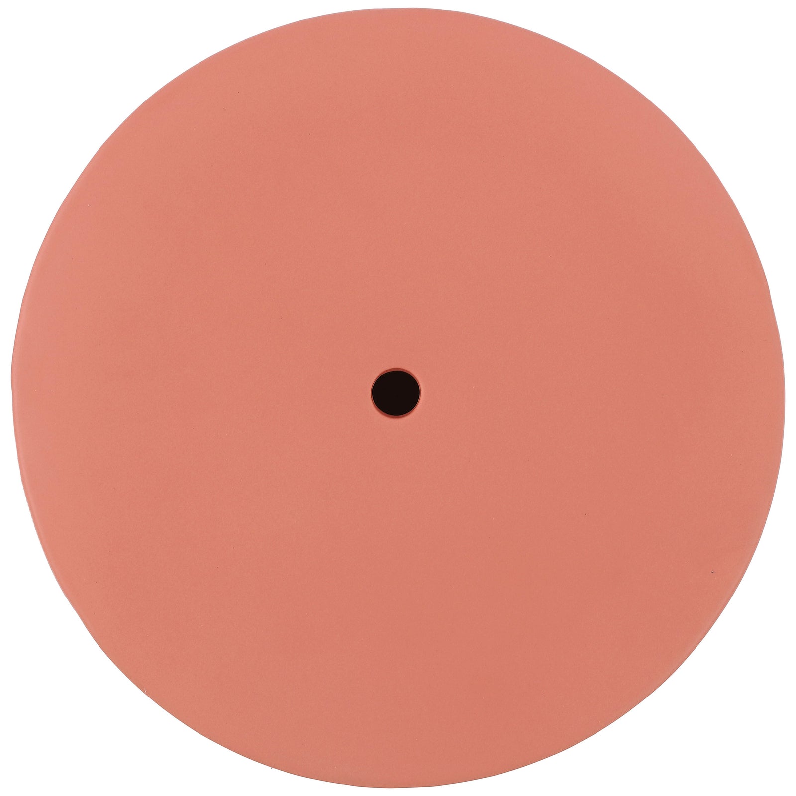 Round terracotta ceramic seat has a small centered opening and a smooth earthy finish || ACS4599B || top_studio