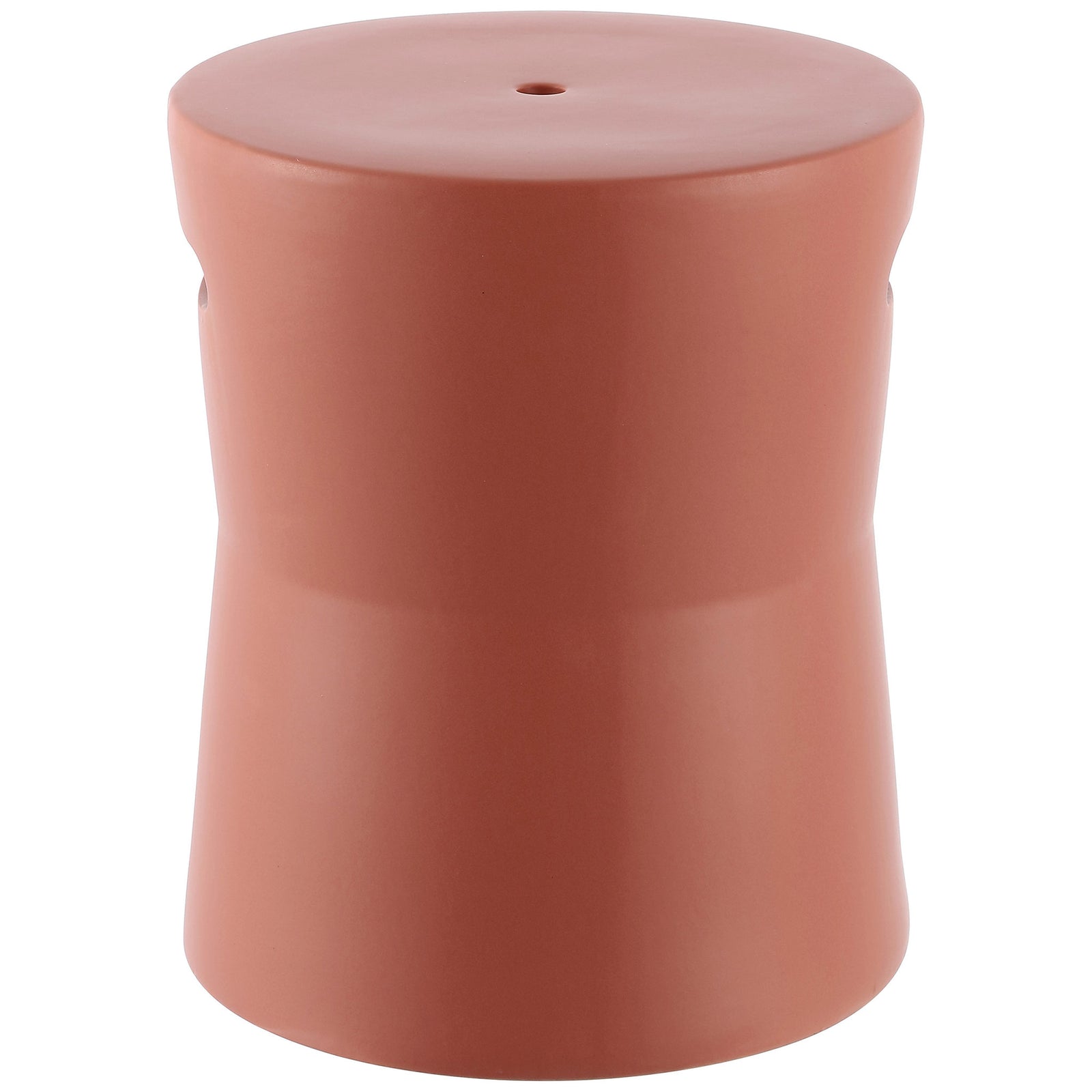 Warm terracotta ceramic curves inward at the waist and flares into a broad base || ACS4599B || side_studio