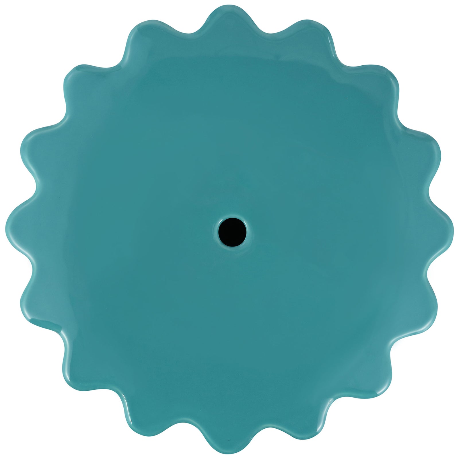 A scalloped blue ceramic top surrounds a small central opening with graceful curves || ACS4600B || top_studio