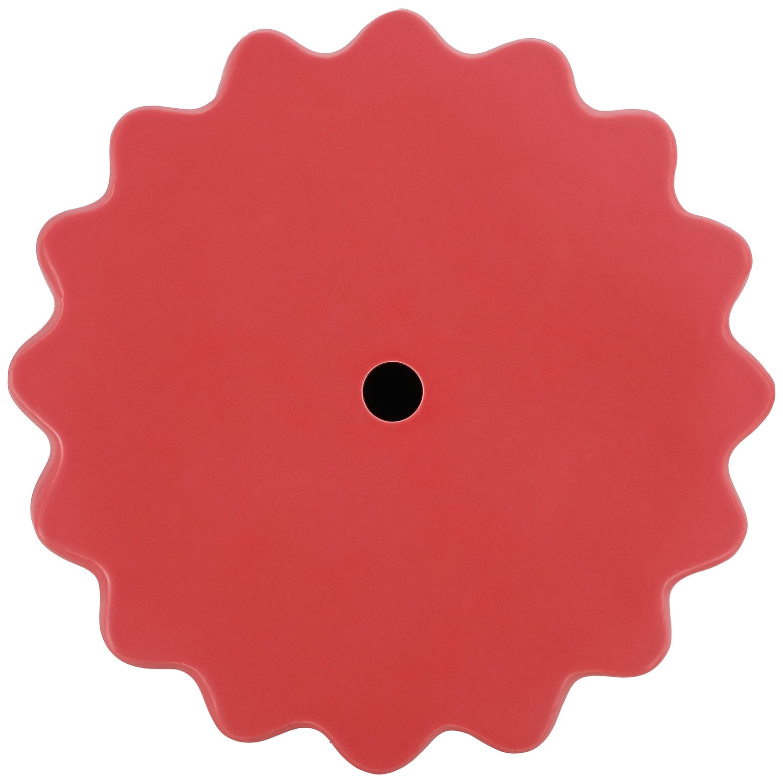 A scalloped red ceramic top adds playful curves around a small central opening || ACS4600F || top_studio