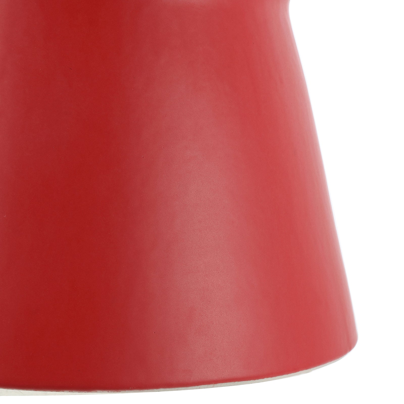 A flared base gives the bright red ceramic stool its sculptural silhouette. || ACS4601C || leg_studio