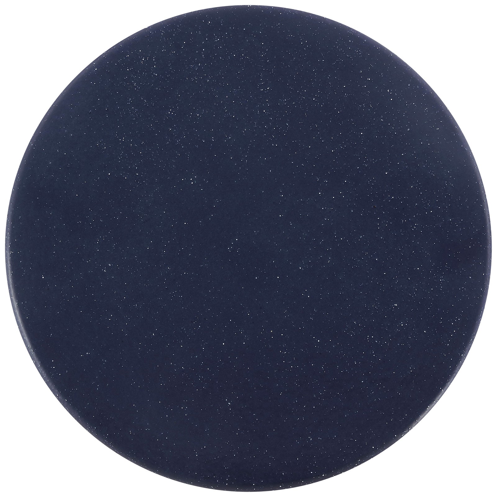 Fine light speckles scatter across the broad circular navy top || ACS4603A || top_studio