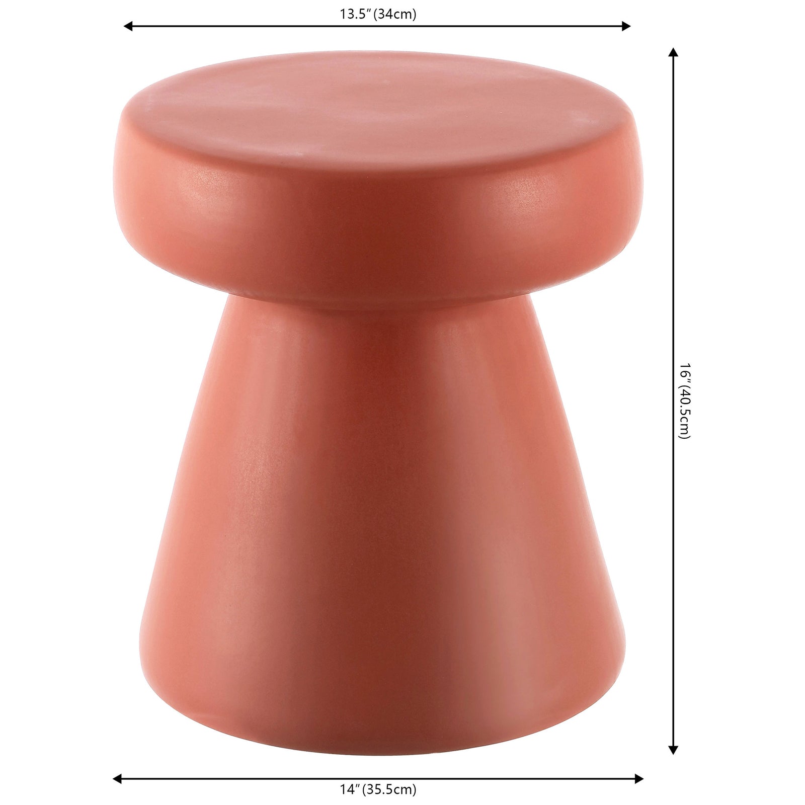 Terracotta stool stands 16 inches high with a 13.5-inch top and 14-inch base || ACS4603C || dimension_studio