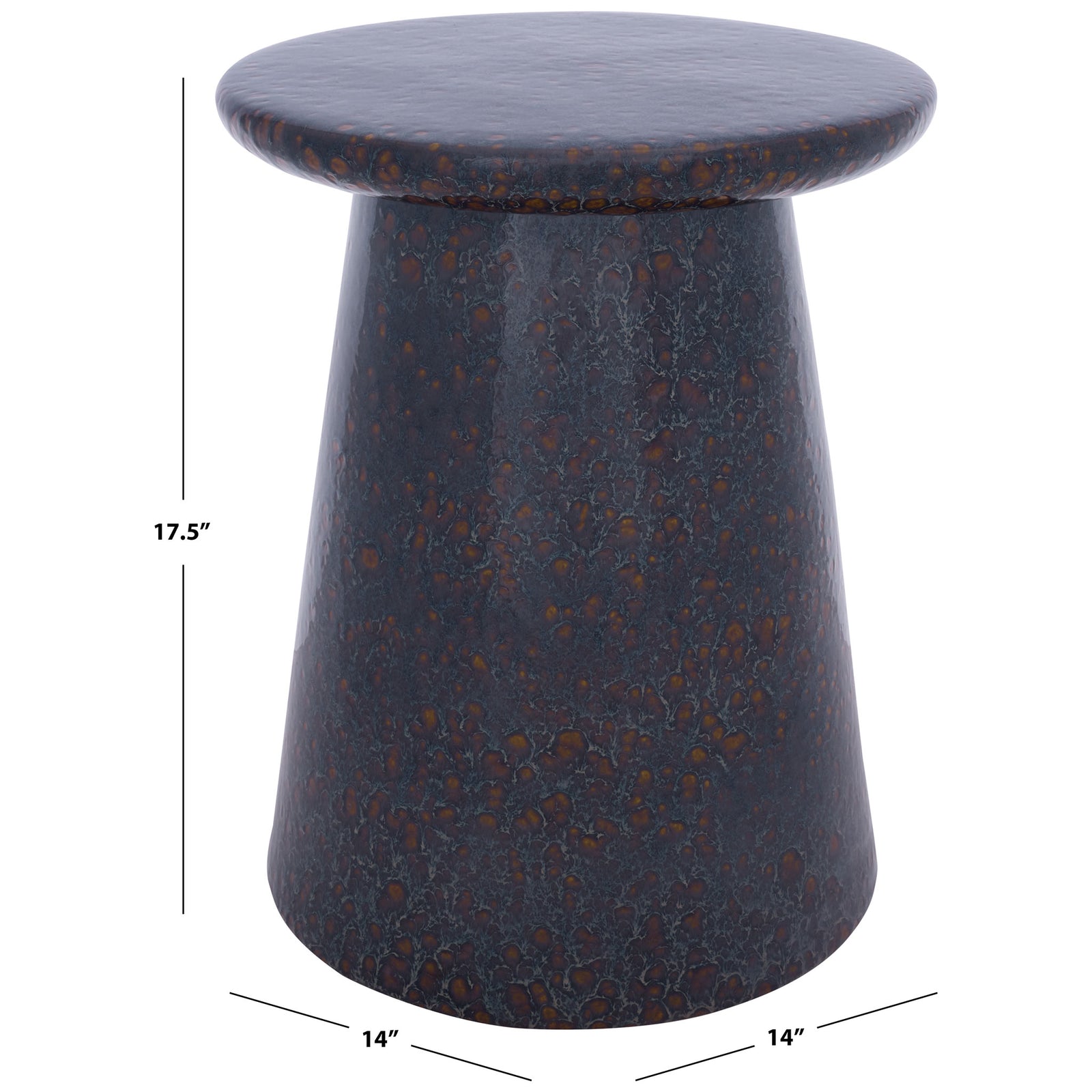 Tapered ceramic garden stool measures 14 inches wide and 17.5 inches tall. || ACS4609B || dimension_studio