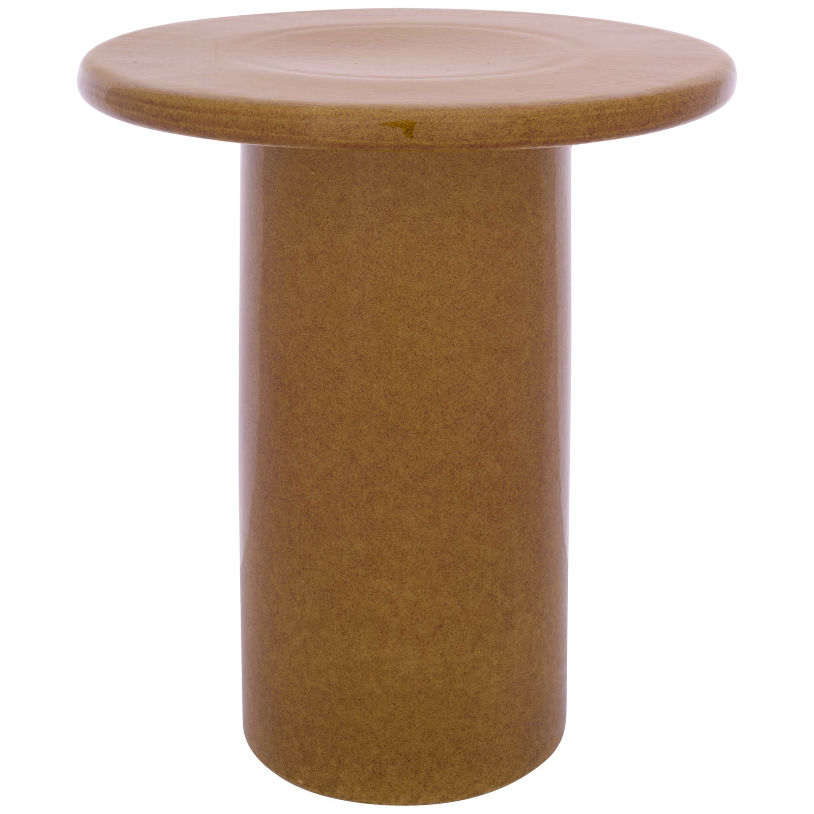 Ginger-glazed ceramic garden stool pairs a round overhanging top with a cylindrical base || ACS4610A || front_studio