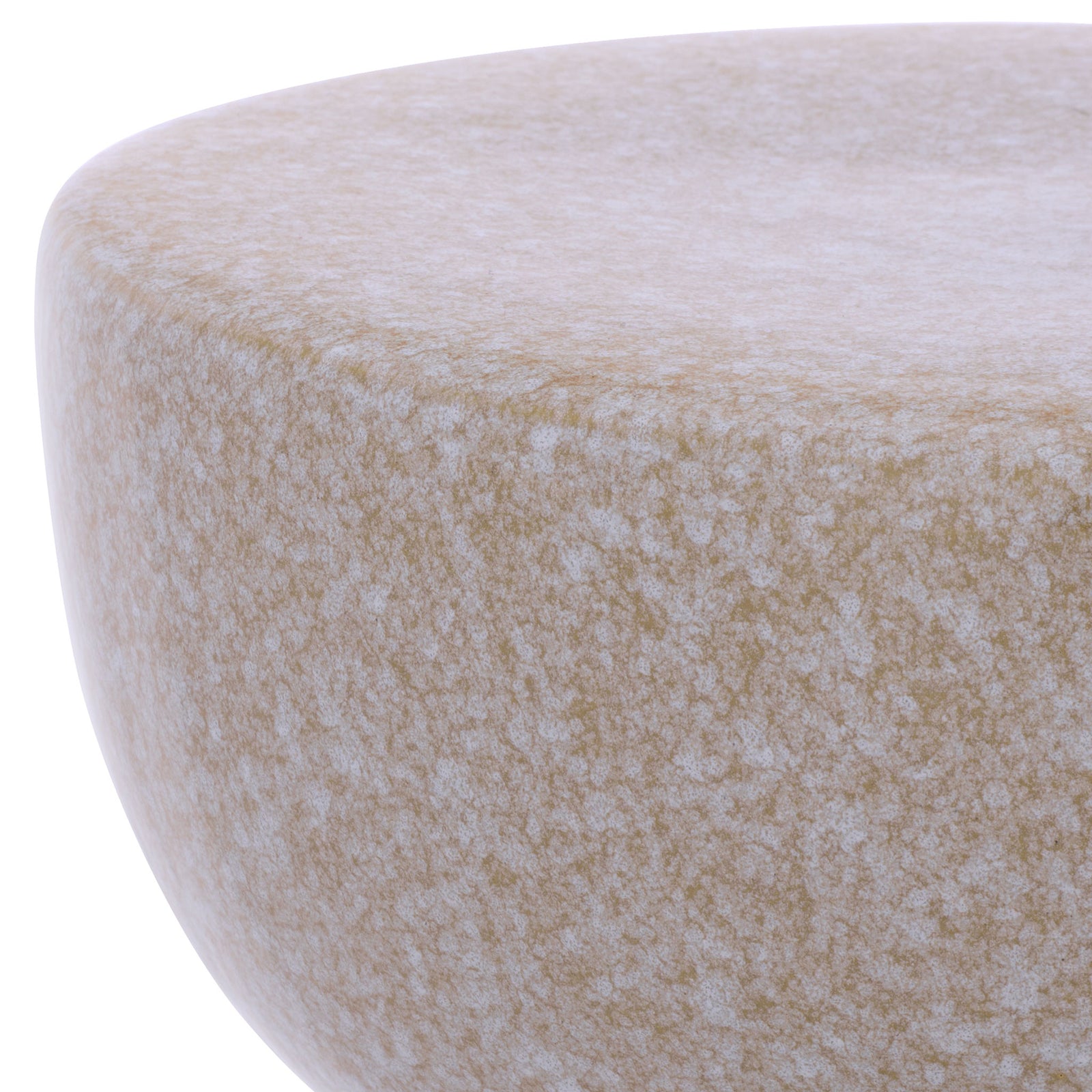 The softly rounded seat edge reveals a delicate cream-and-taupe mottled glaze. || ACS4611A || detail_studio