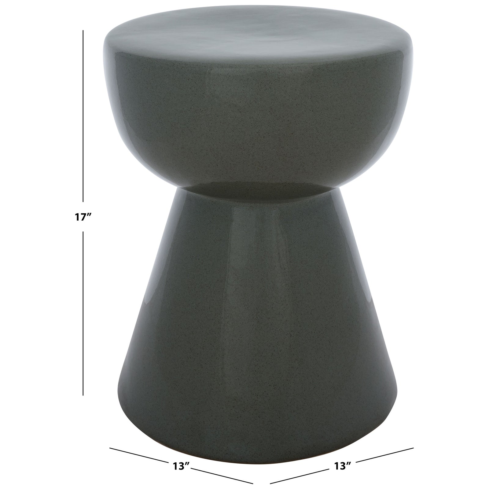At 17 inches tall and 13 inches wide, this green ceramic stool is a compact accent. || ACS4611C || dimension_studio