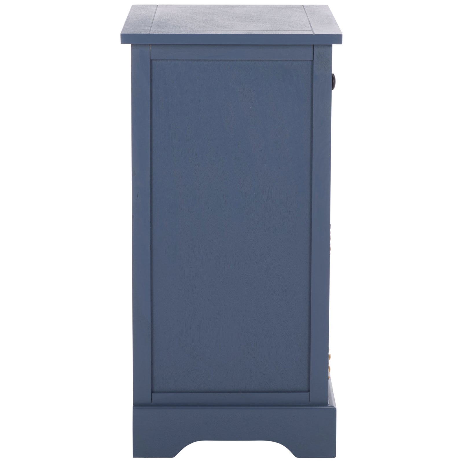 Paneled blue woodwork and a softly arched base lend this side table classic charm. || AMH5700K || side_studio