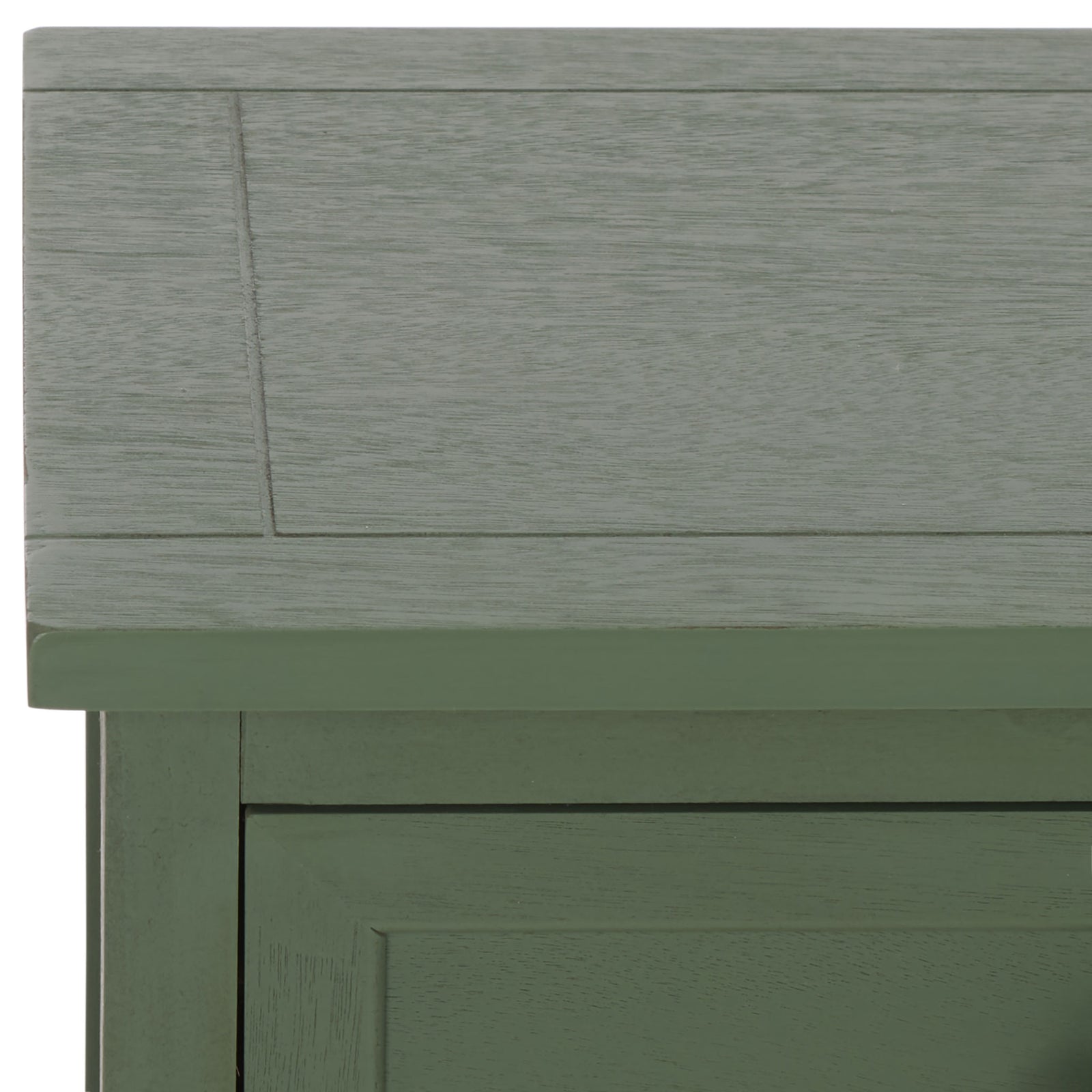 A paneled green tabletop pairs a simple border with lightly visible wood grain. || AMH5702L || detail_studio