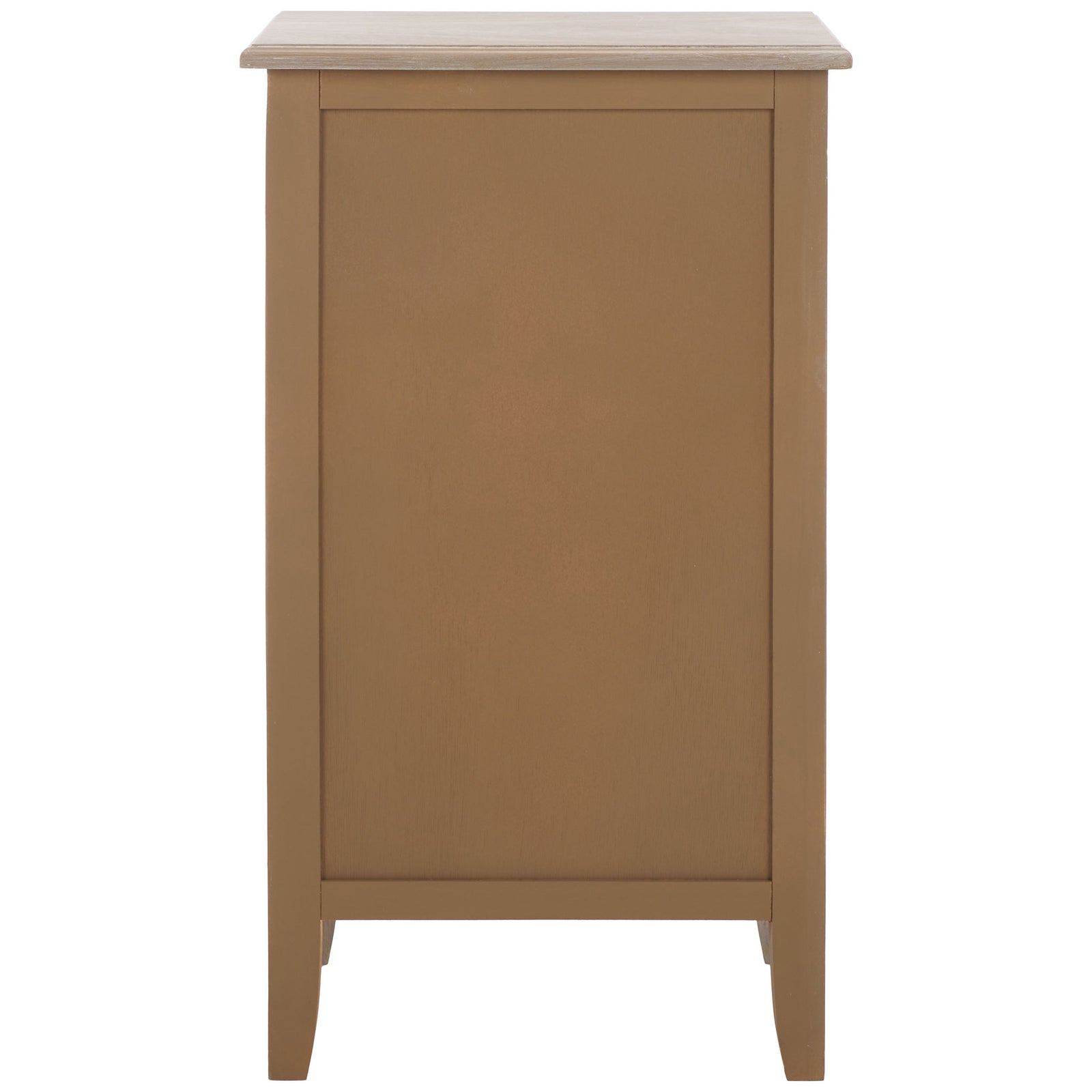 A neatly framed wood panel and tapered legs give this compact table a polished finish. || AMH5743E || back_studio