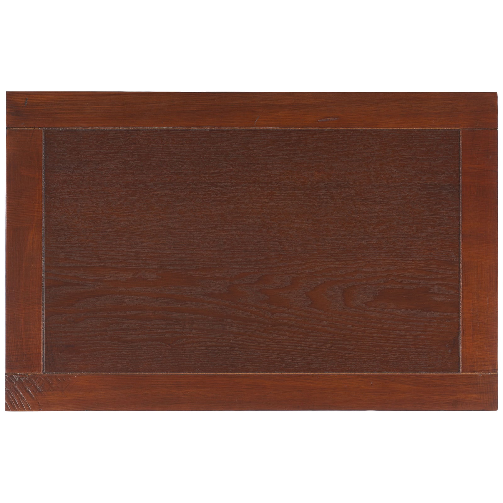 A paneled border surrounds the wood-grain top in a warm dark teak finish. || AMH6511A || top_studio
