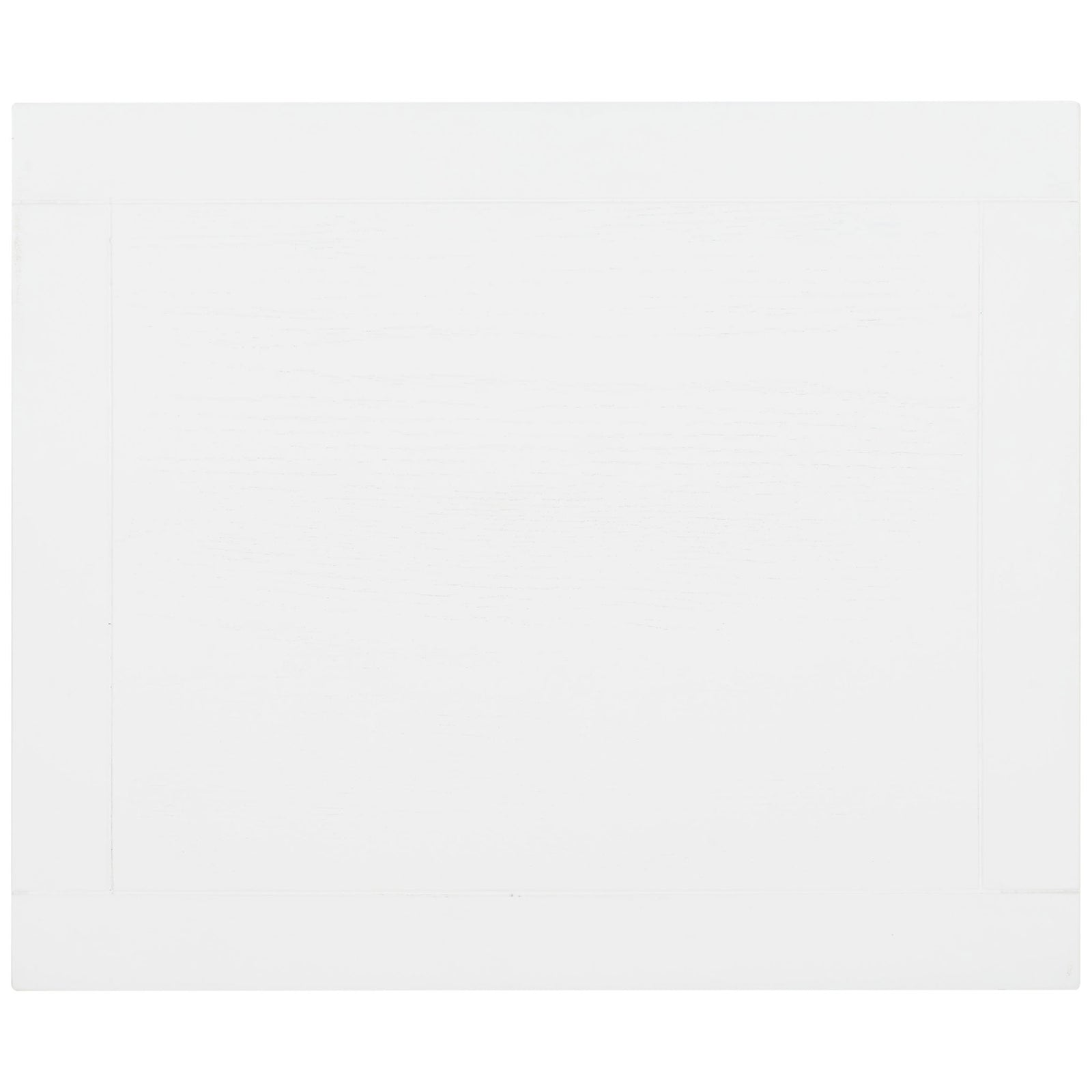 A smooth white tabletop features a framed inset and softly visible wood grain || AMH6531D || top_studio