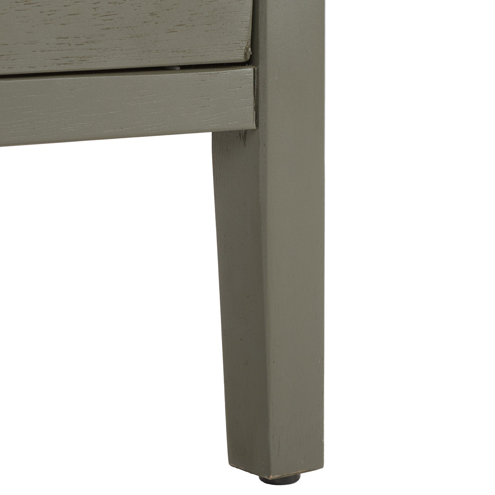 A tapered wood leg lifts the ash gray nightstand for a light, open look. || AMH6628A || leg_studio