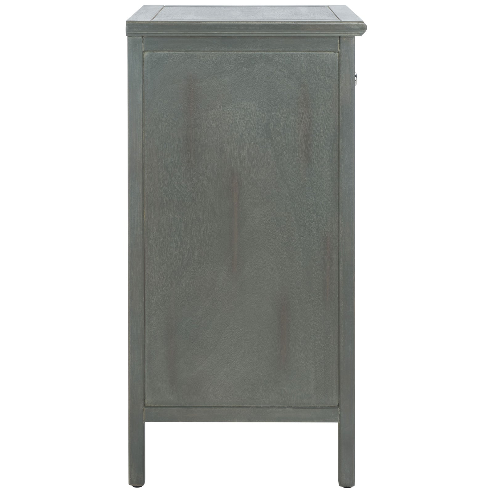 A paneled gray side and two slim legs give the compact nightstand a tailored silhouette. || AMH6630A || side_studio