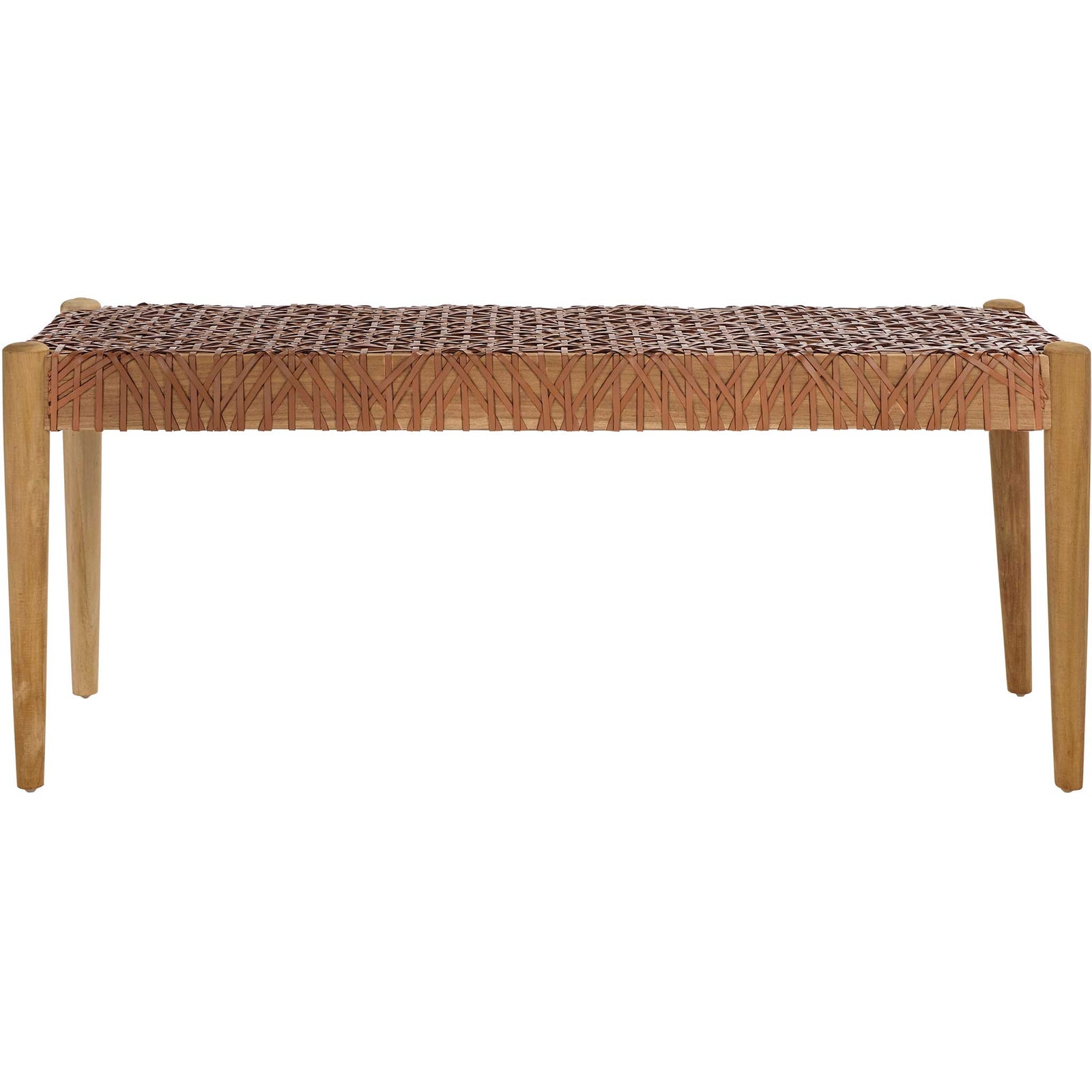 Baize Leather Weave Bench Light Honey/Natural