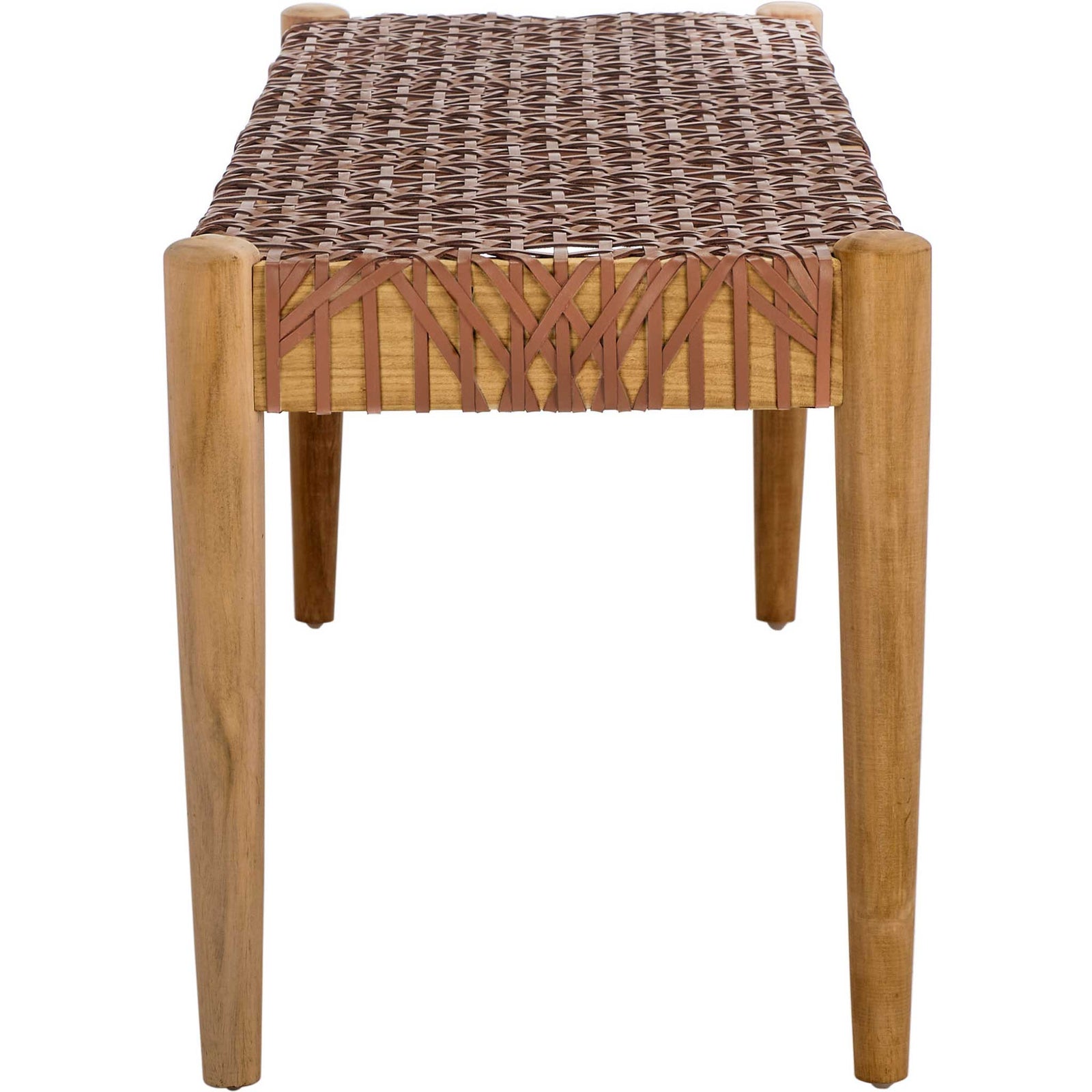 Baize Leather Weave Bench Light Honey/Natural