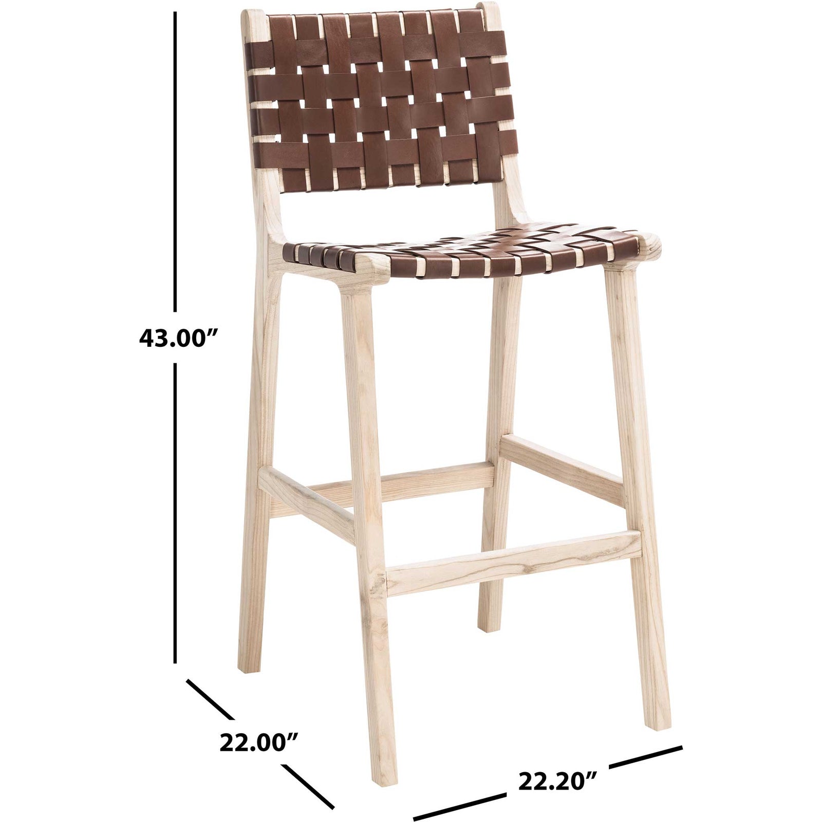 Adalet Leather Bar Stool Cognac/Natural