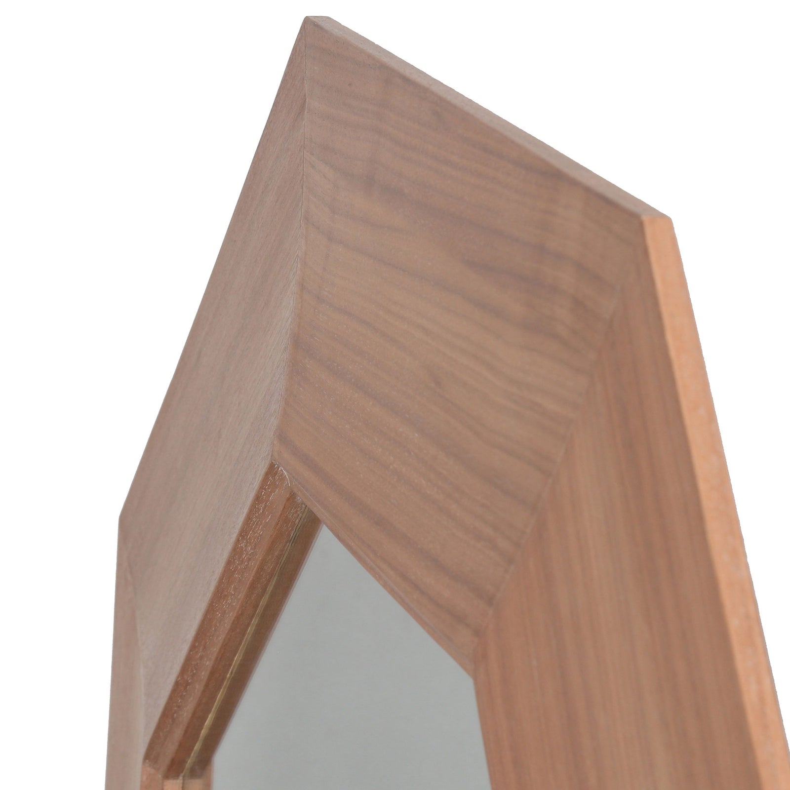 Fine walnut-toned grain follows the beveled border beside the mirror glass || CMI4003B || detail_studio