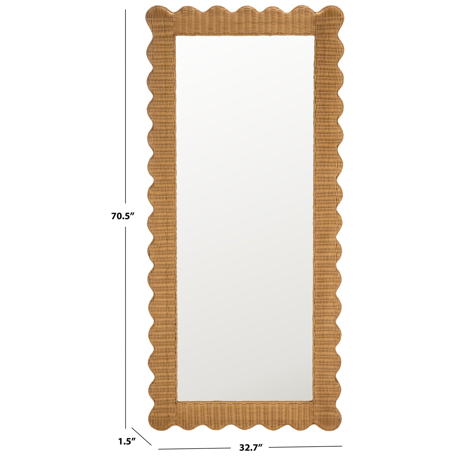 The natural rattan mirror measures 70.5 inches tall and 32.7 inches wide. || CWK3021A || dimension_studio