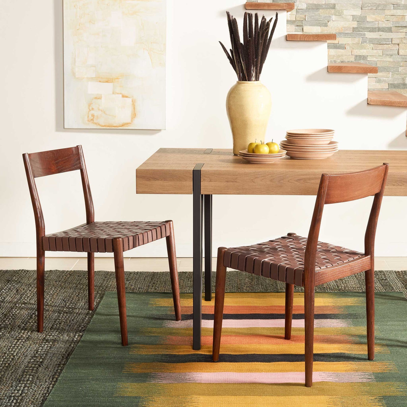 Eliza Leather Dining Chair Cognac/Brown (Set of 2)