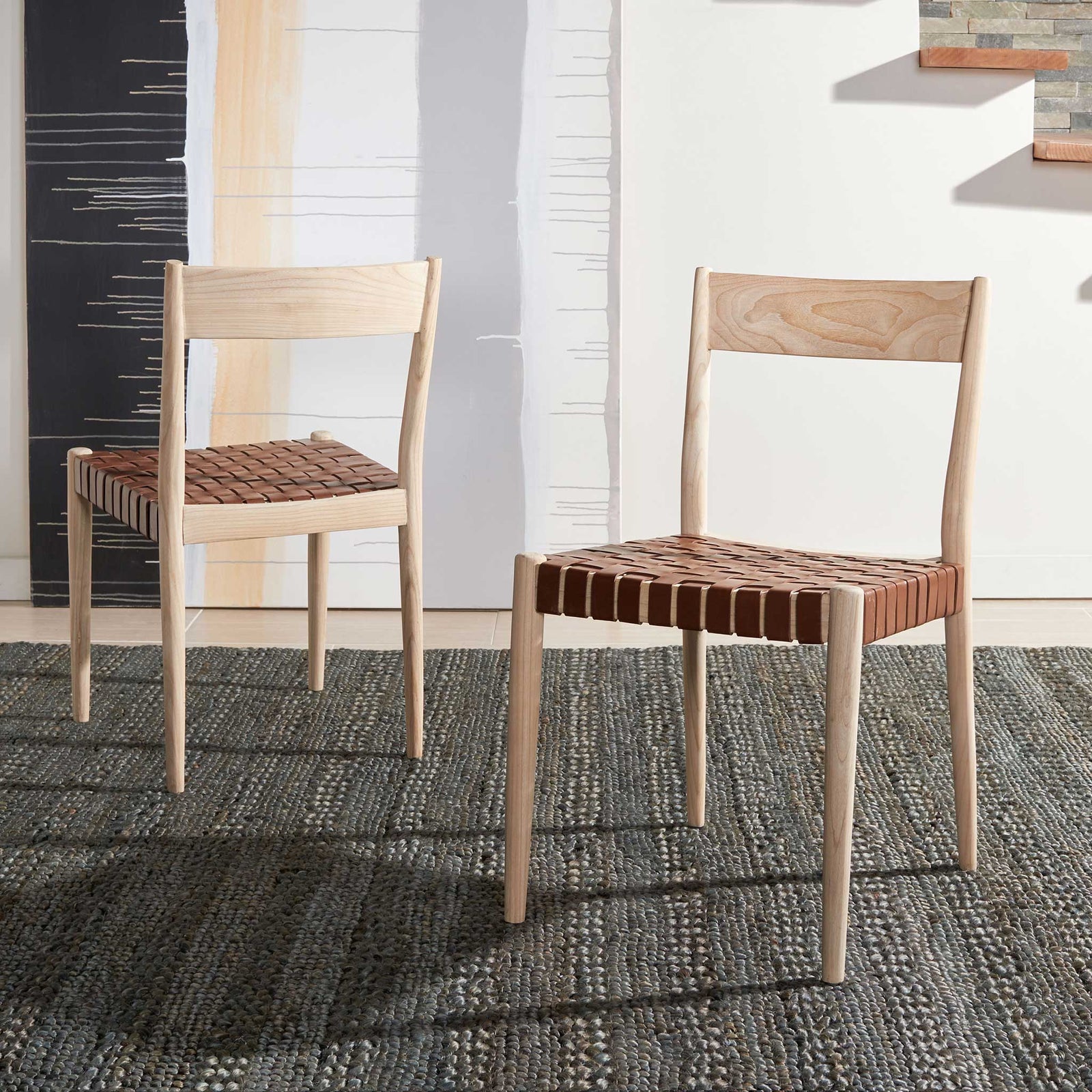 Eliza Leather Dining Chair Cognac/Natural (Set of 2)