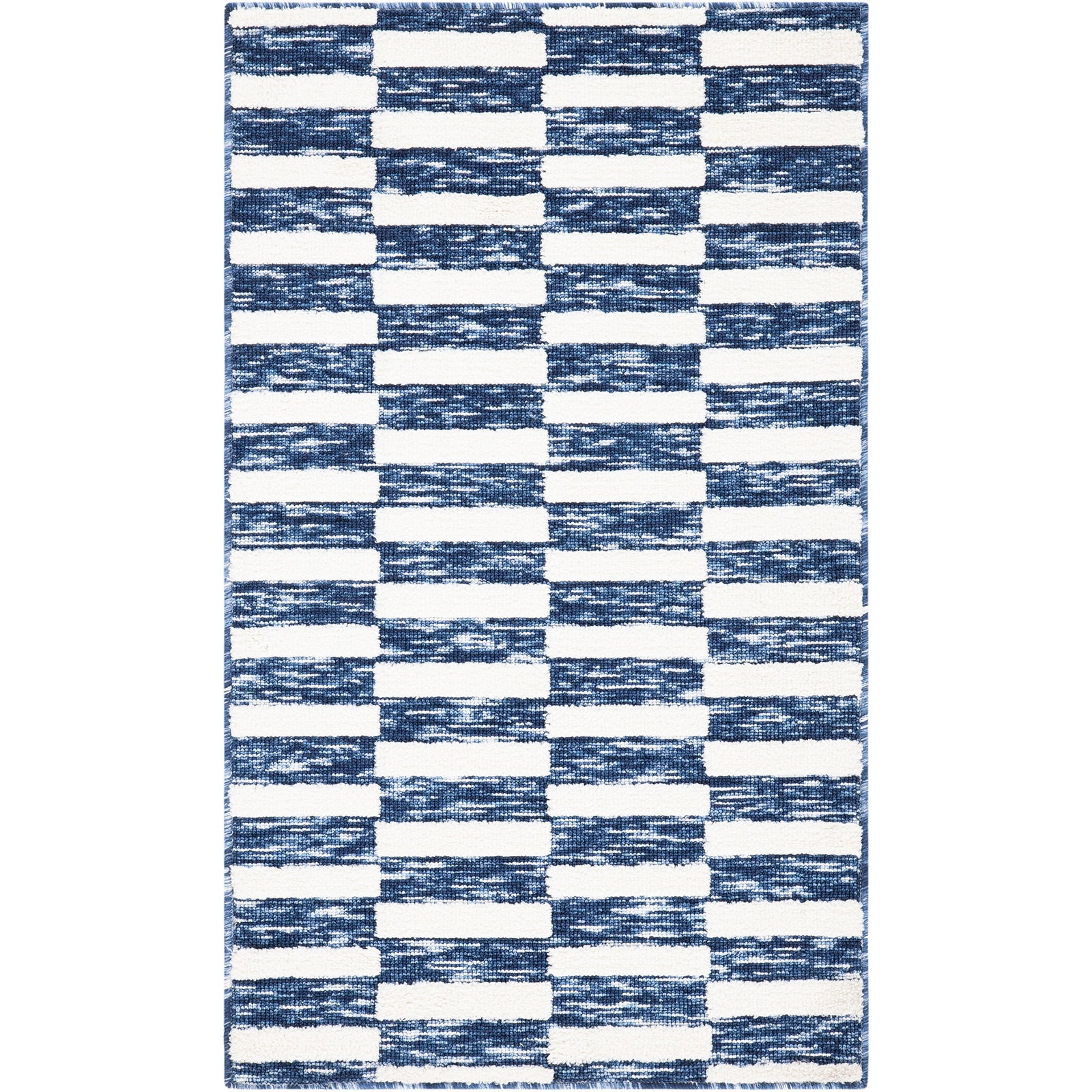 Navy and ivory geometric check rug with clean, uniform rows for a bold, modern look || ECR109N-24 || top_studio