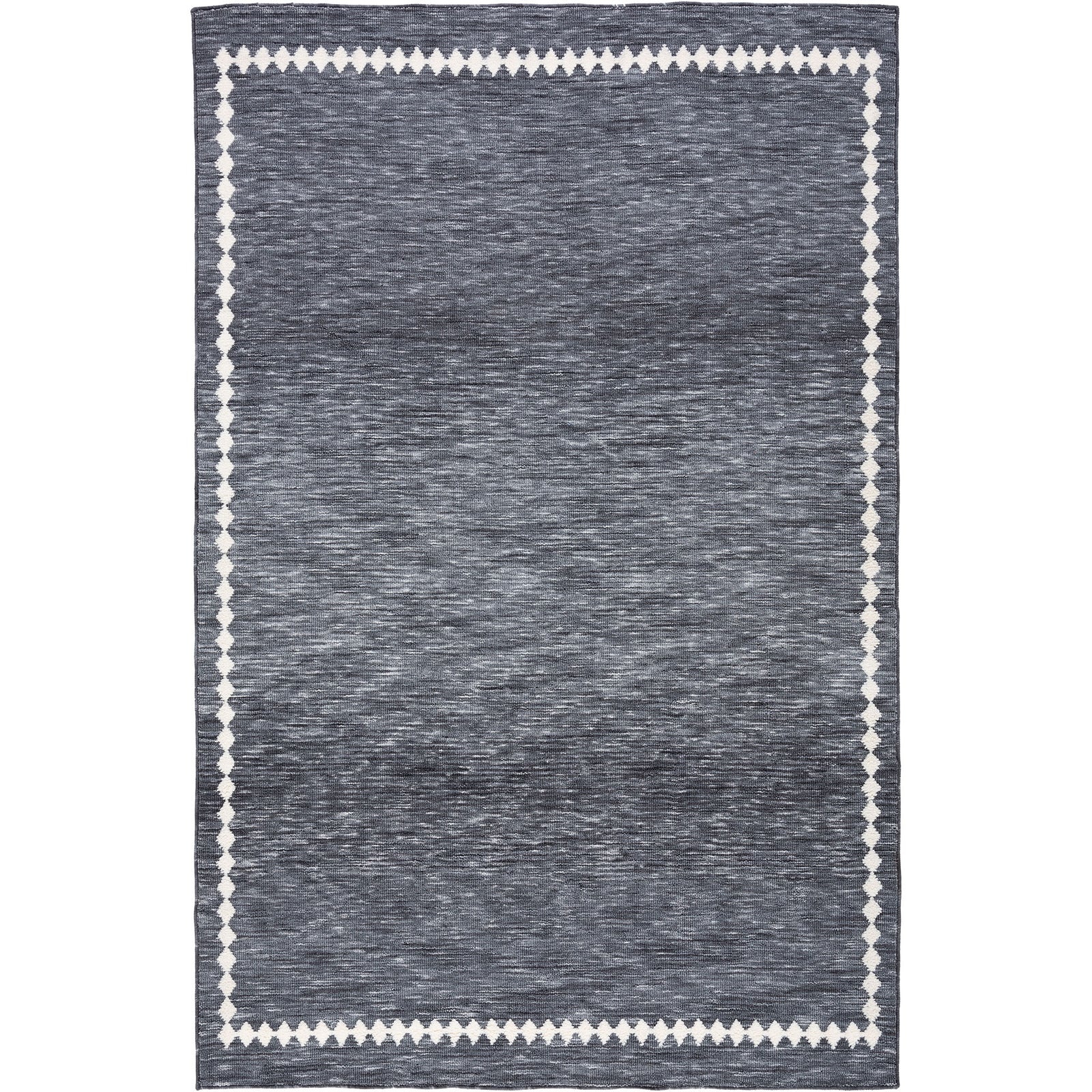Gray and ivory rug with a diamond border and heathered texture for a clean, modern look || ECR110F-5 || top_studio