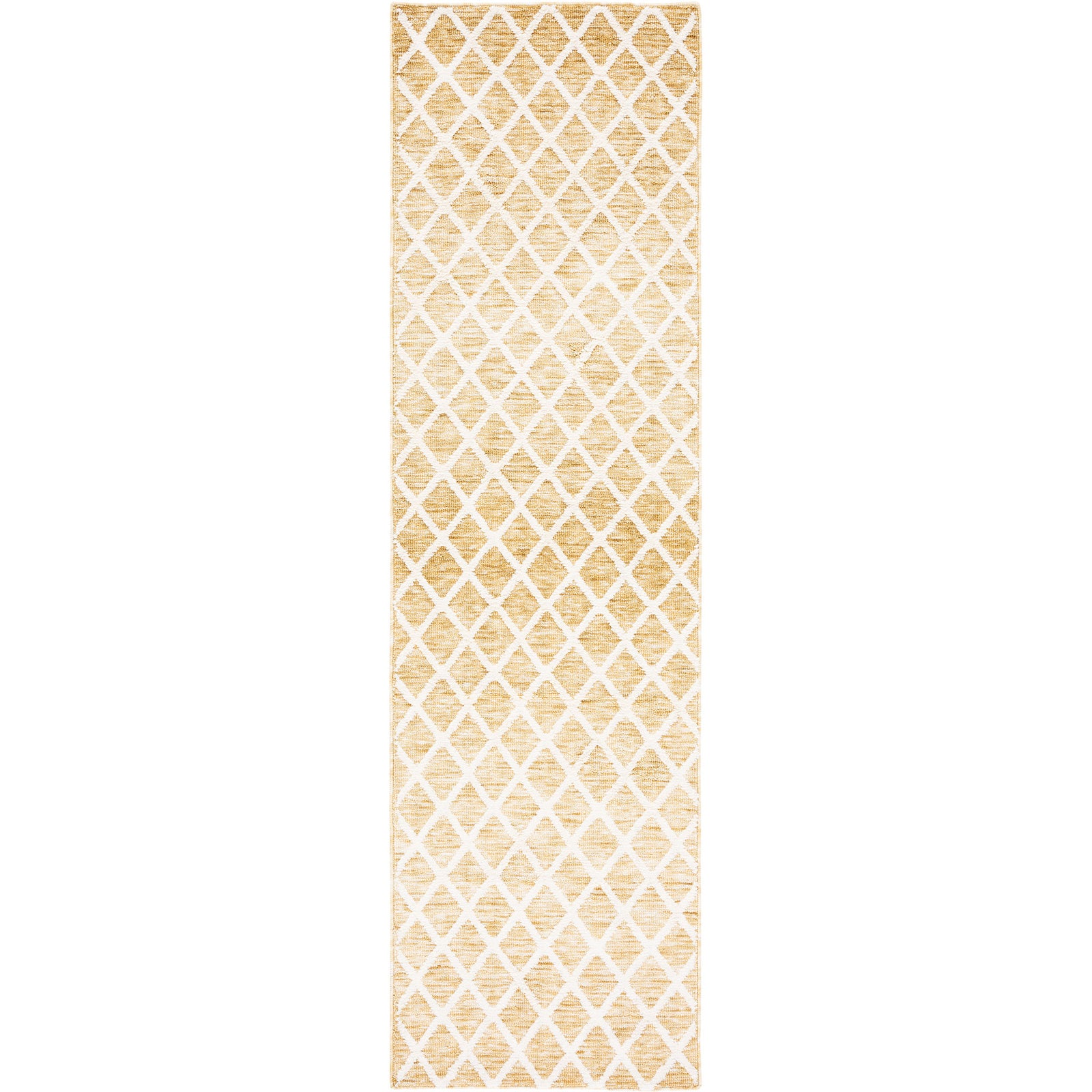 Gold and ivory lattice runner rug with a crisp, modern geometric pattern || ECR113D-28 || top_studio