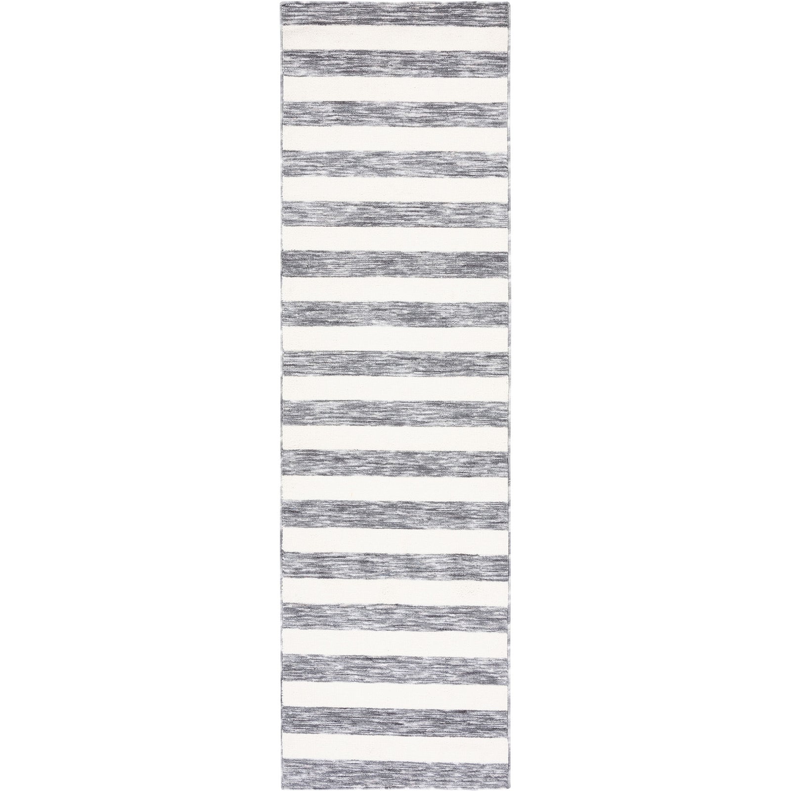 Dark gray and ivory striped runner rug with soft texture and clean horizontal bands || ECR115H-28 || top_studio