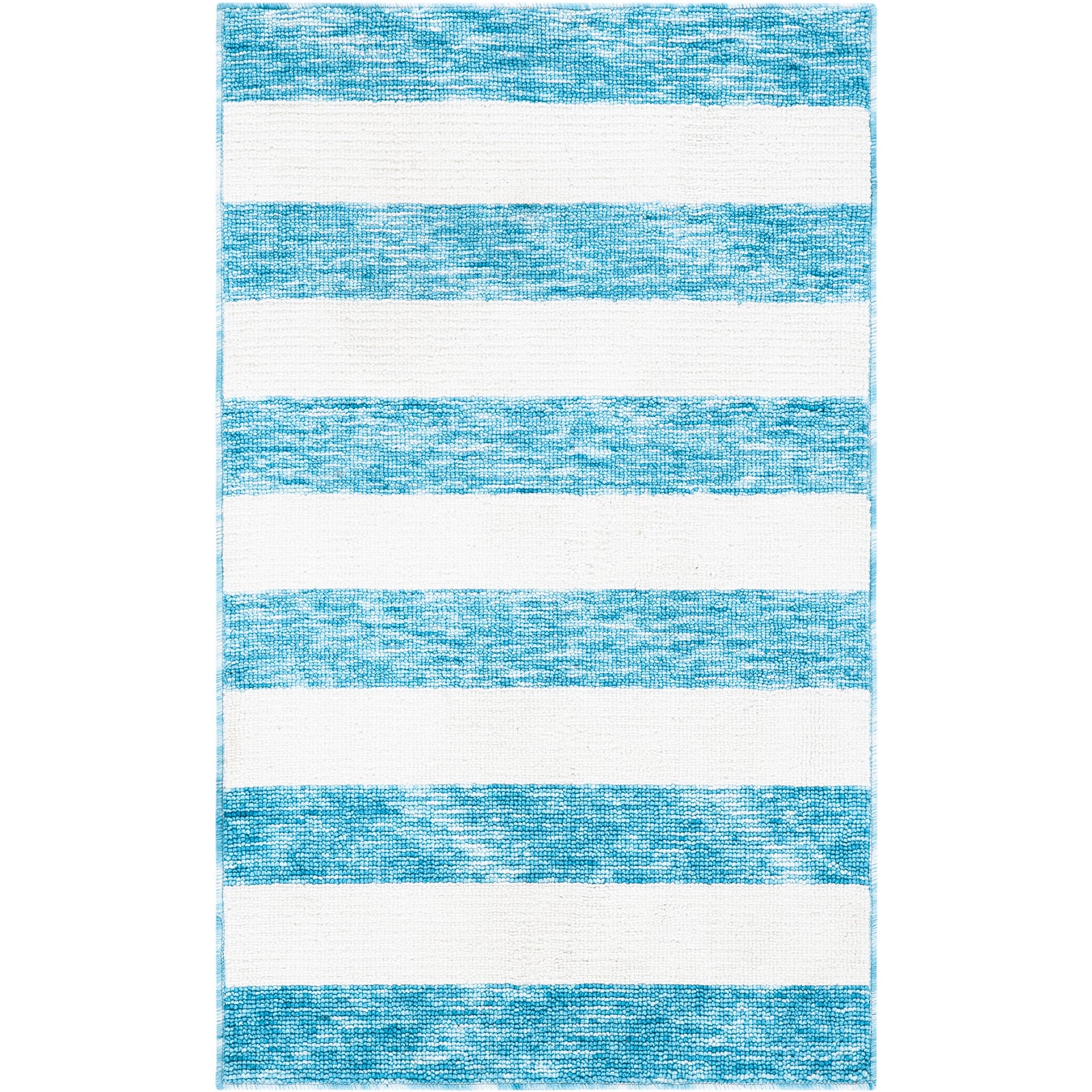 Compact striped rug in blue and ivory with wide bands and a crisp, clean finish || ECR115M-24 || top_studio