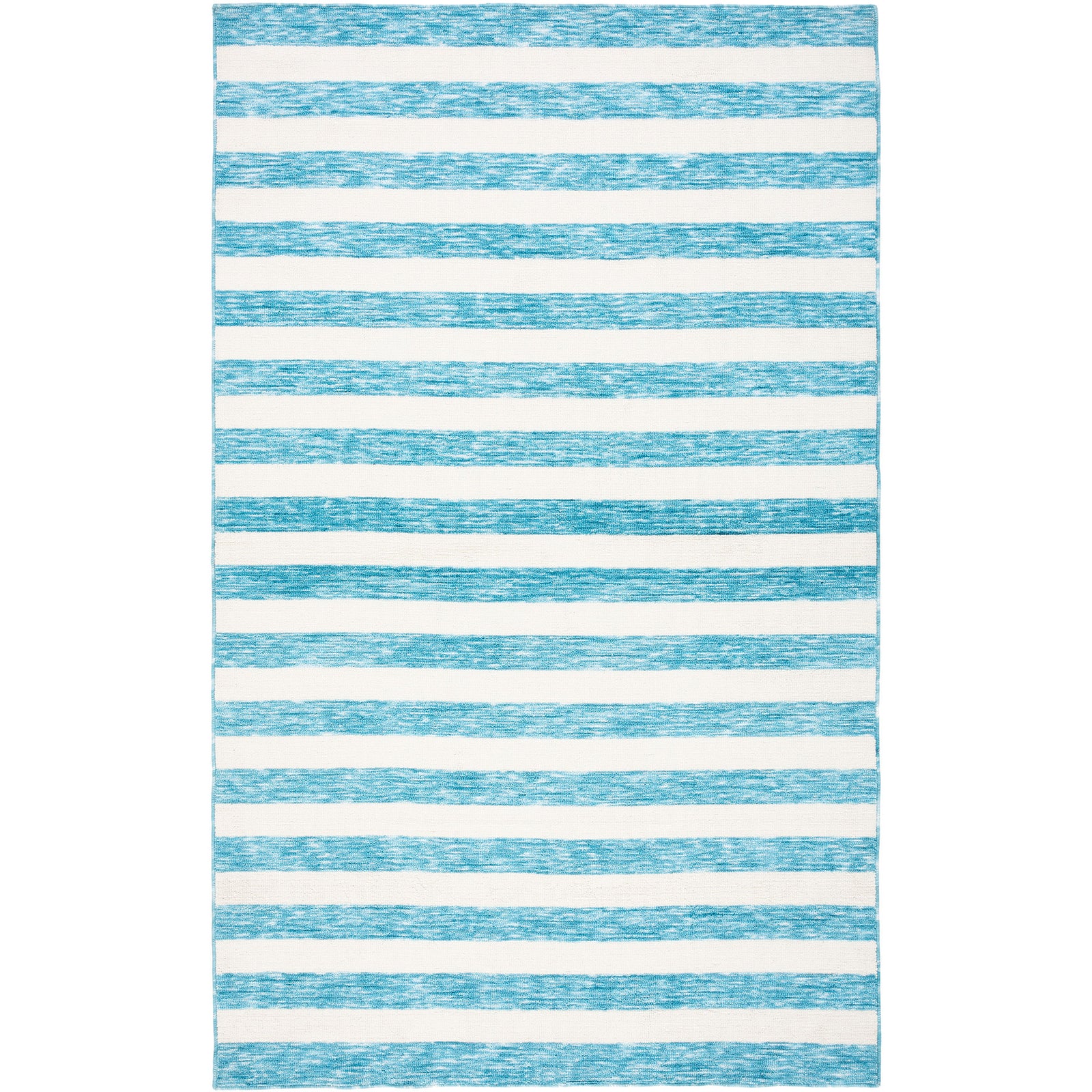 Blue and ivory striped area rug with crisp bands and heathered texture for a fresh coastal look || ECR115M-5 || top_studio