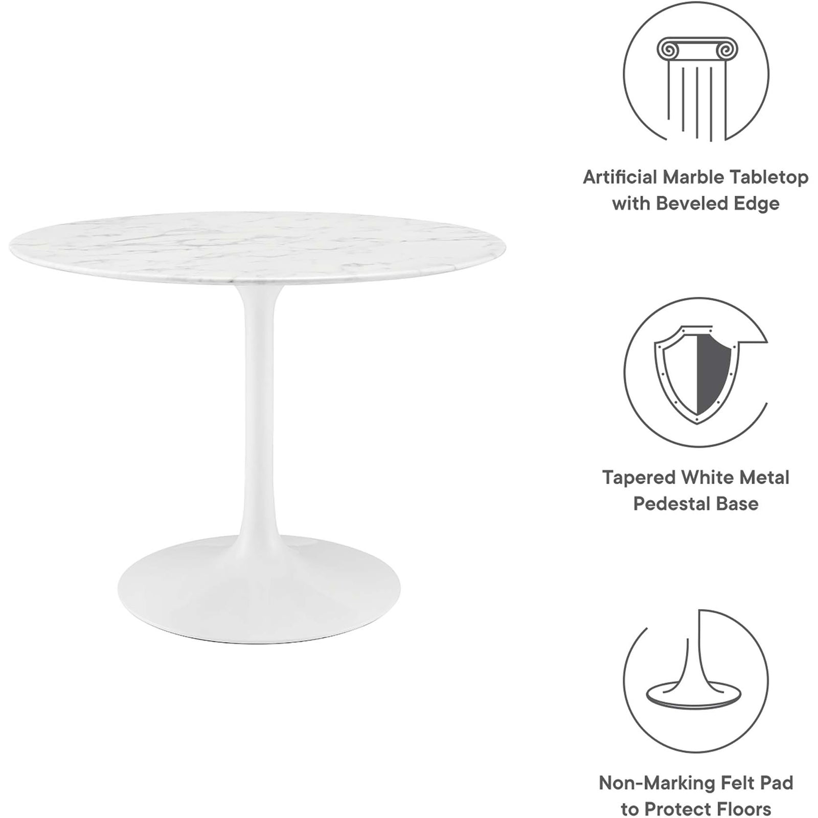 Lore Round Dining Table Faux Marble