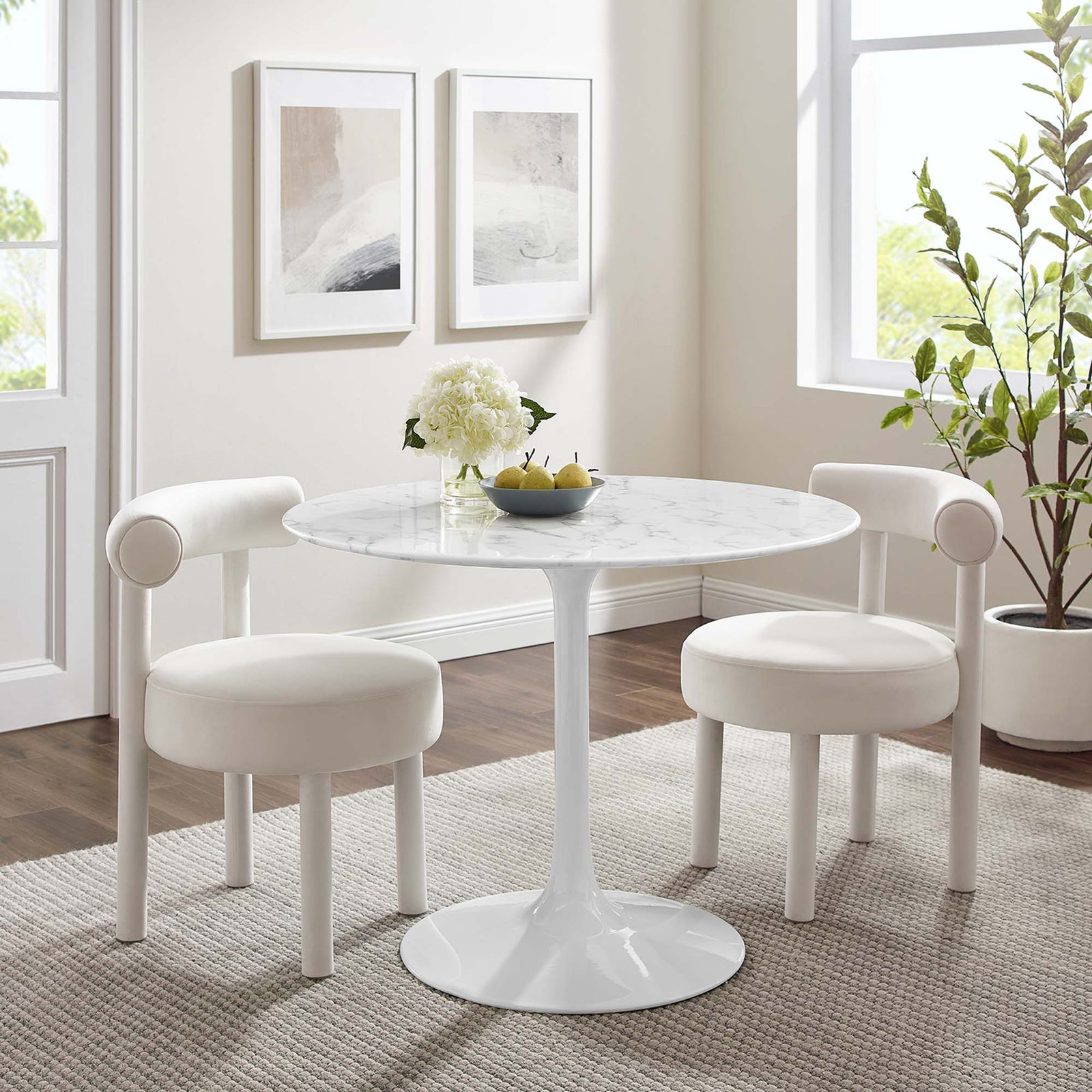 Lore Round Dining Table Faux Marble