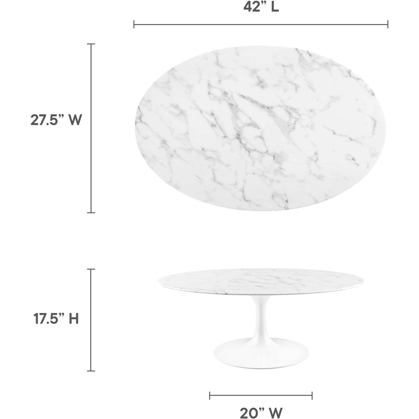 Lipton Oval Coffee Table White Marble