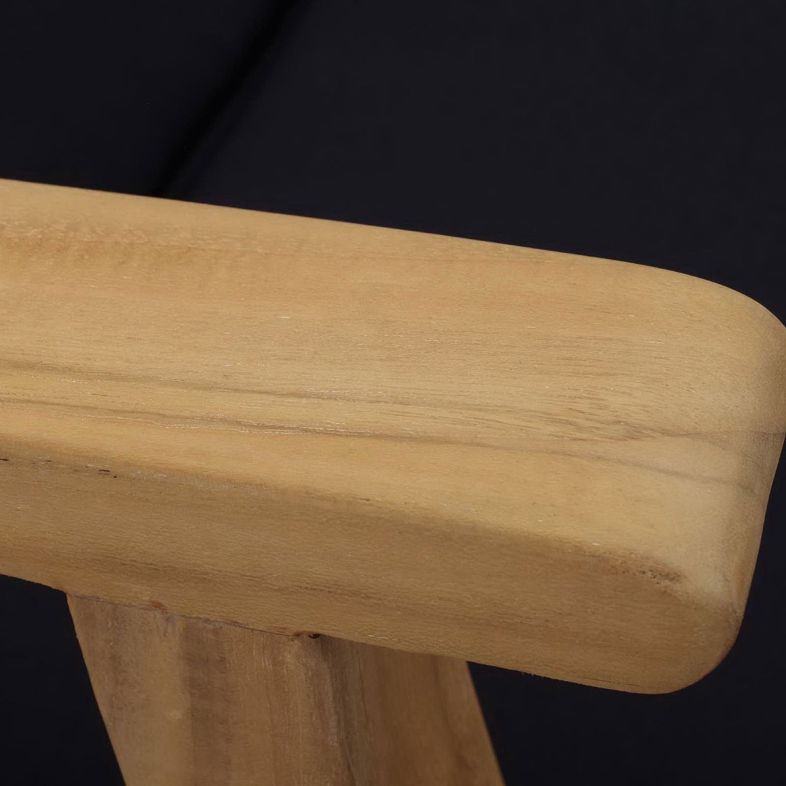 Smooth rounded teak armrest with gently curved edges and visible natural wood grain || EEI-1151-NAT-NAV-SET || detail_studio