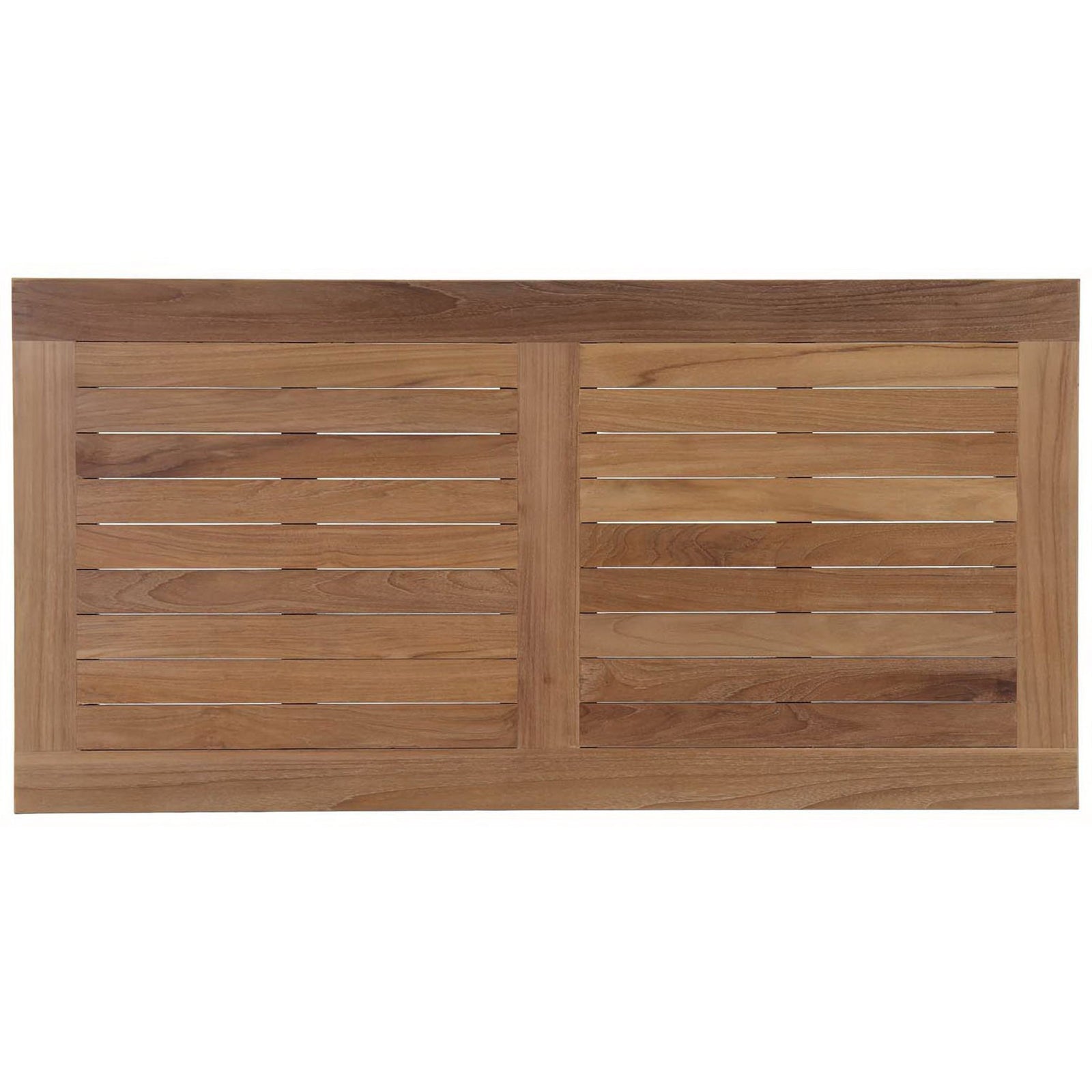 Slatted teak tabletop highlighting warm natural grain and balanced panel design. || EEI-1154-NAT || top_studio