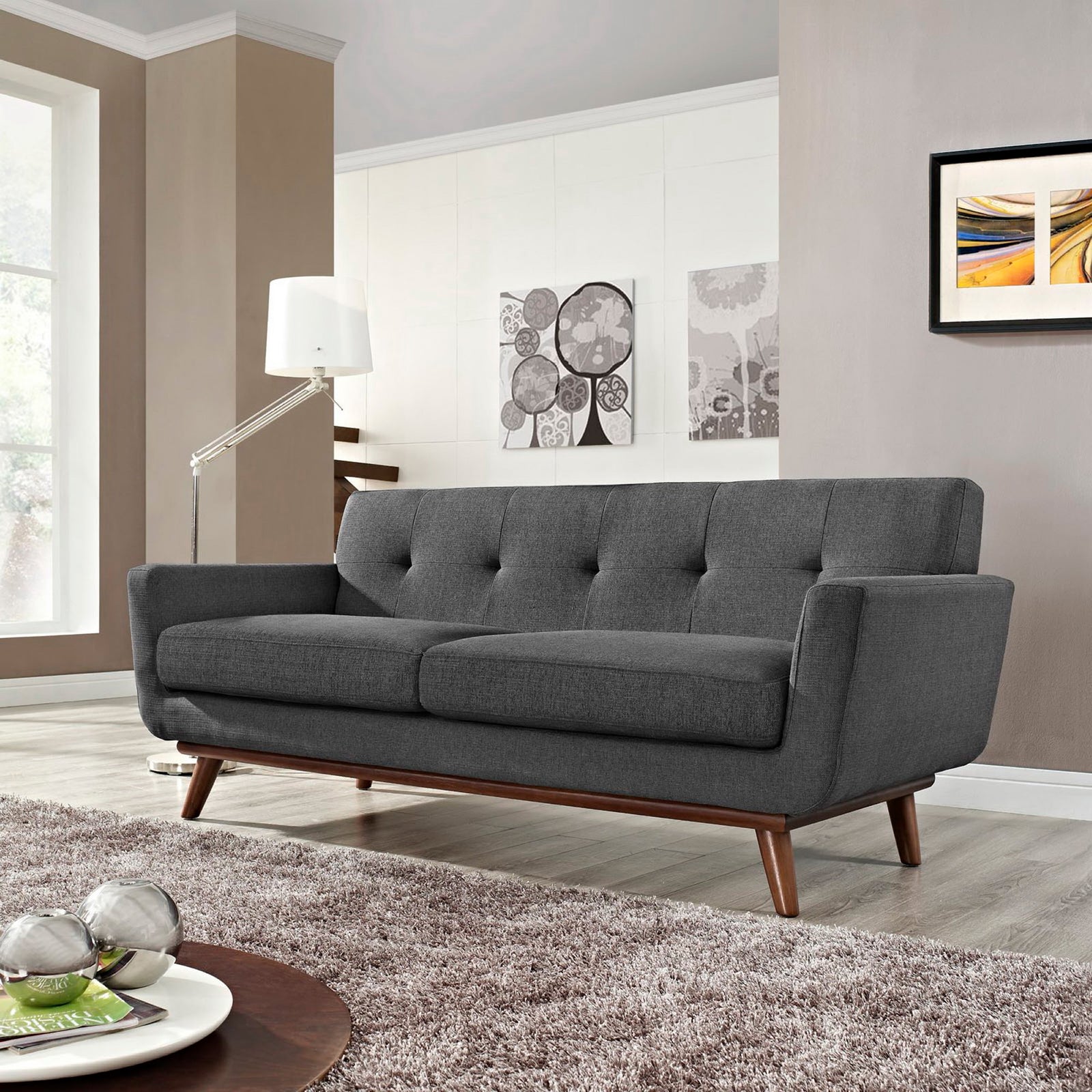 Englewood Upholstered Loveseat Gray