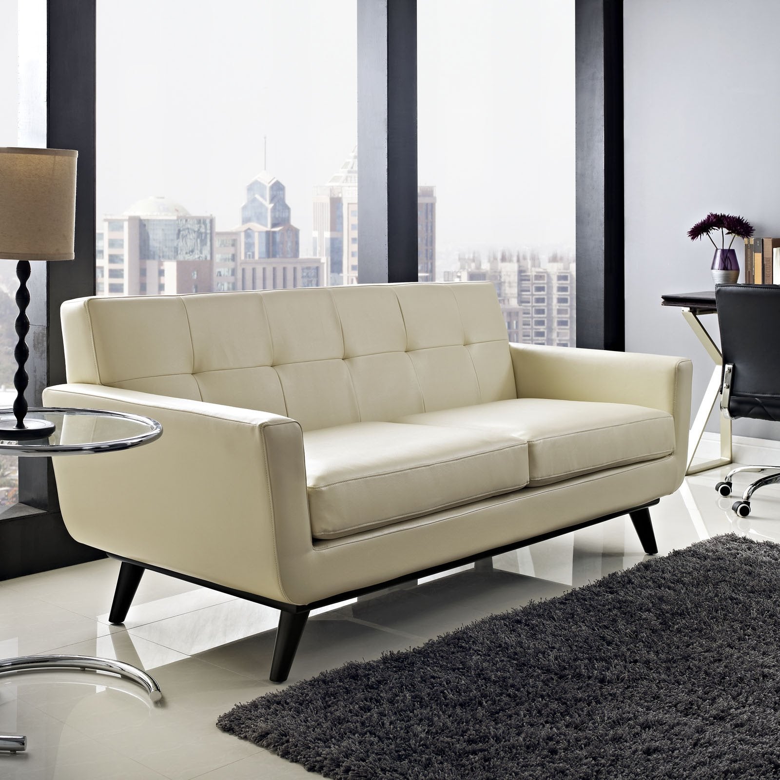 Emory Leather Loveseat Beige