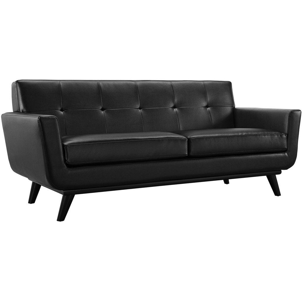 Emory Leather Loveseat Black