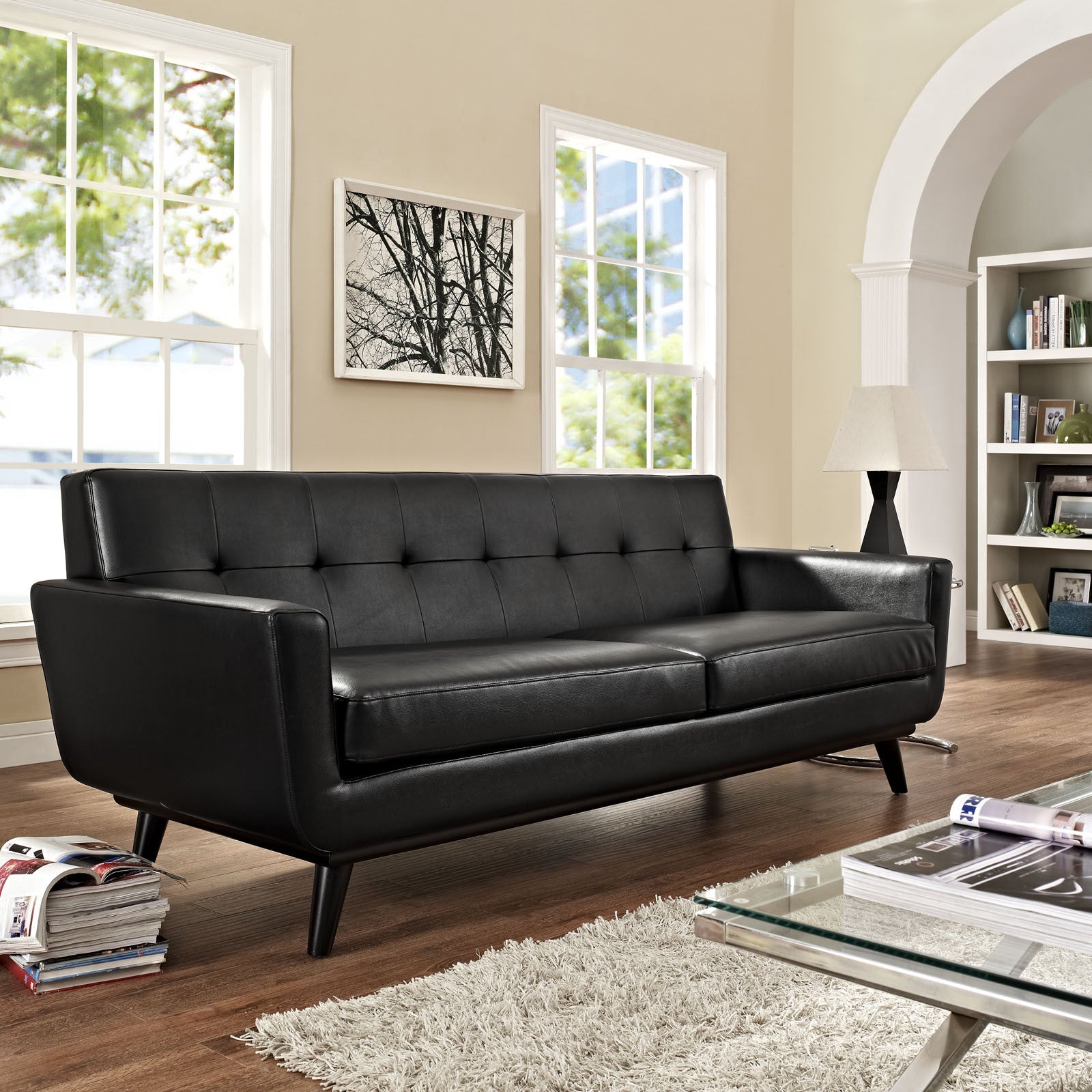 Emory Leather Sofa Black